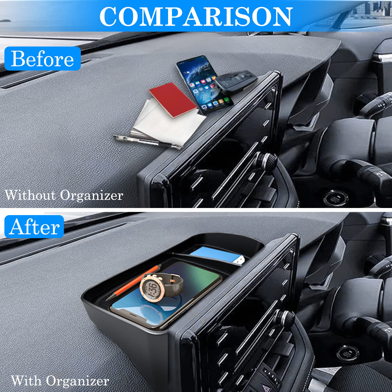 DIAMOOKY Center Console Organizer for Toyota RAV4 2019-2025, Armrest Storage Box, Acrylonitrile Butadiene Styrene, 3pcs