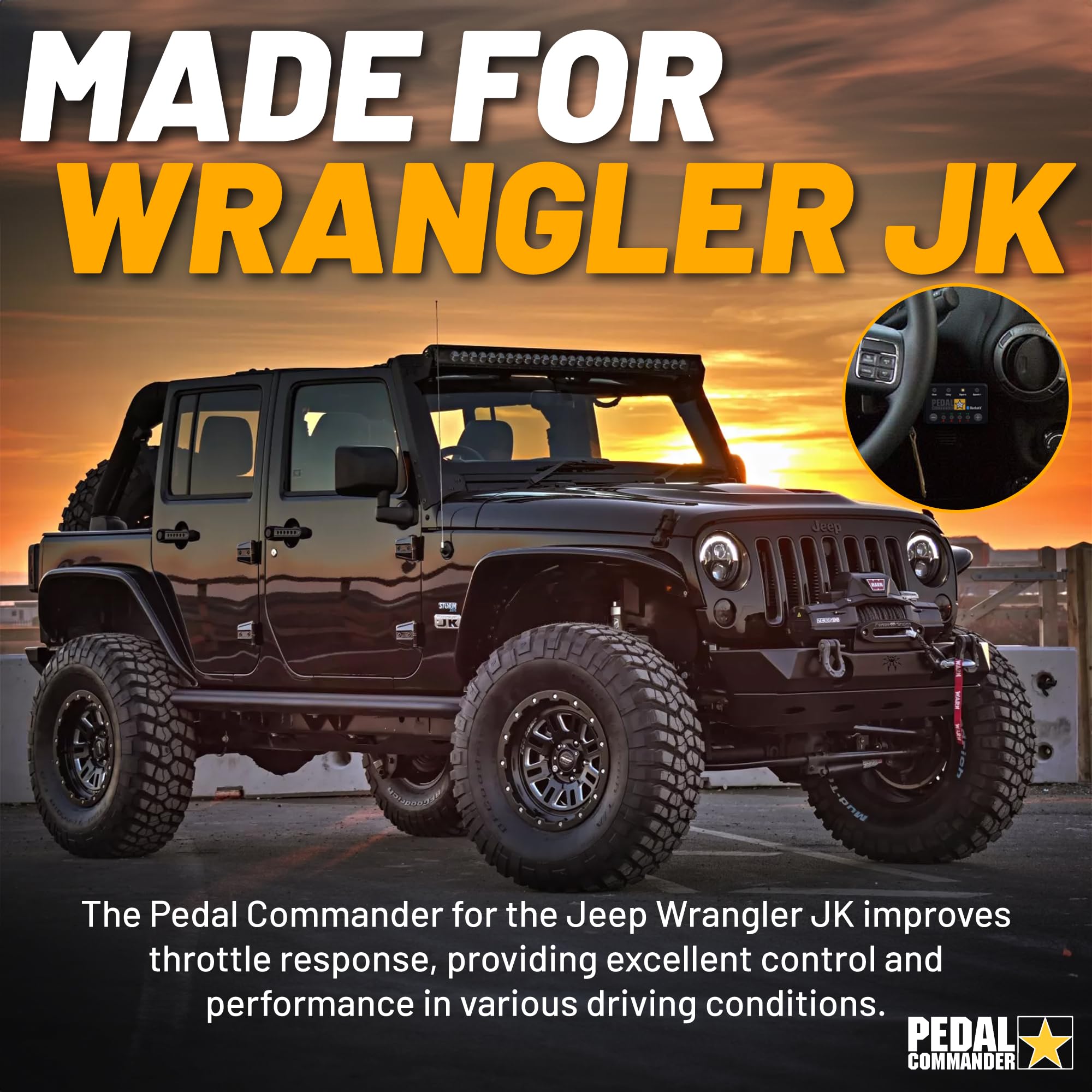 Pedal Commander For Jeep Wrangler Jk 2006-2018 Throttle Response Controller Fits: Unlimited, Sport, Sahara, Rubicon, Mojave, 2.8L 3.6L 3.8L, Jeep Wrangler Accessories