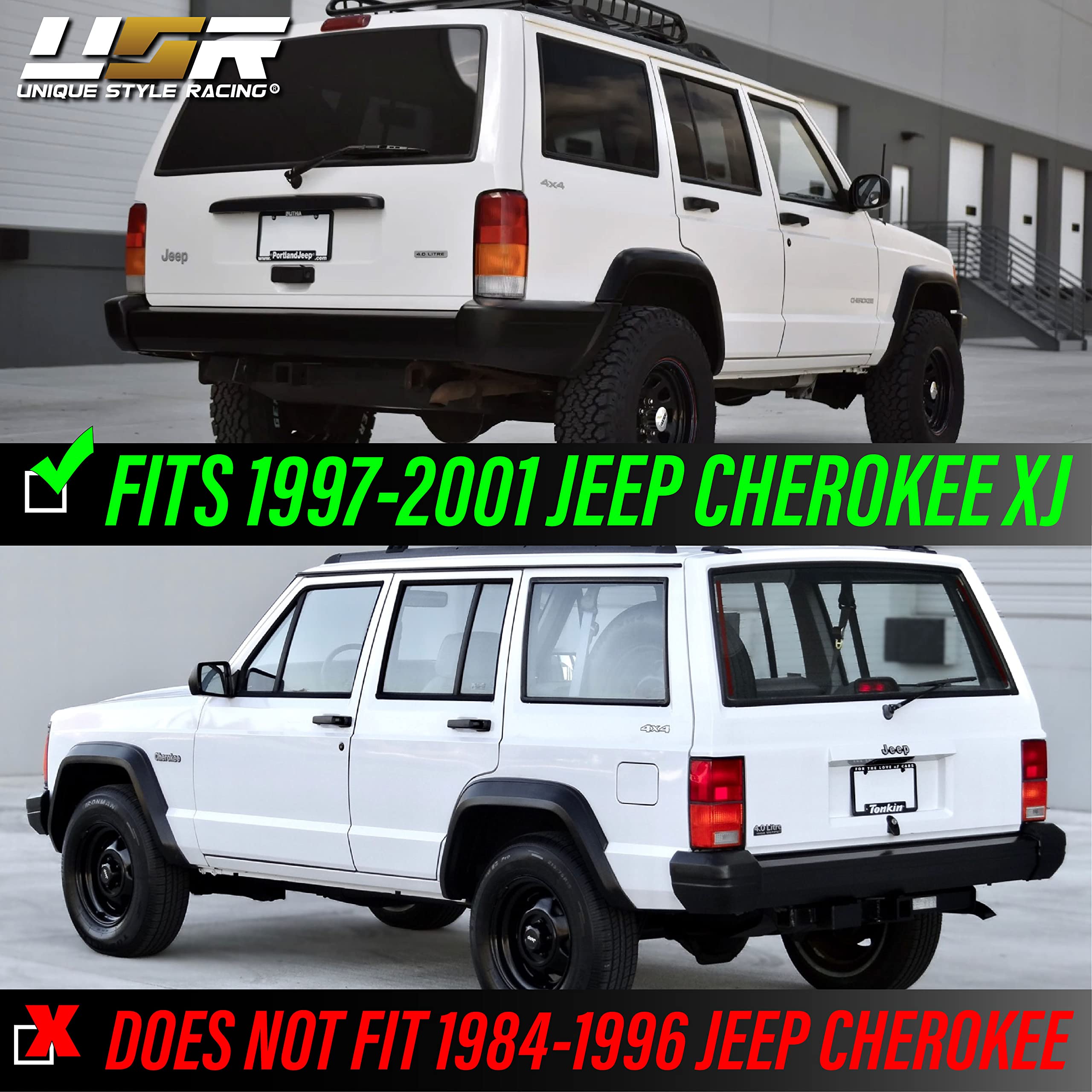 USR UNIQUE STYLE RACING Dark Cherry Smoked Tail Lights for 1997-2001 Jeep Cherokee XJ - Plug and Play, Left + Right, 2 PC Set