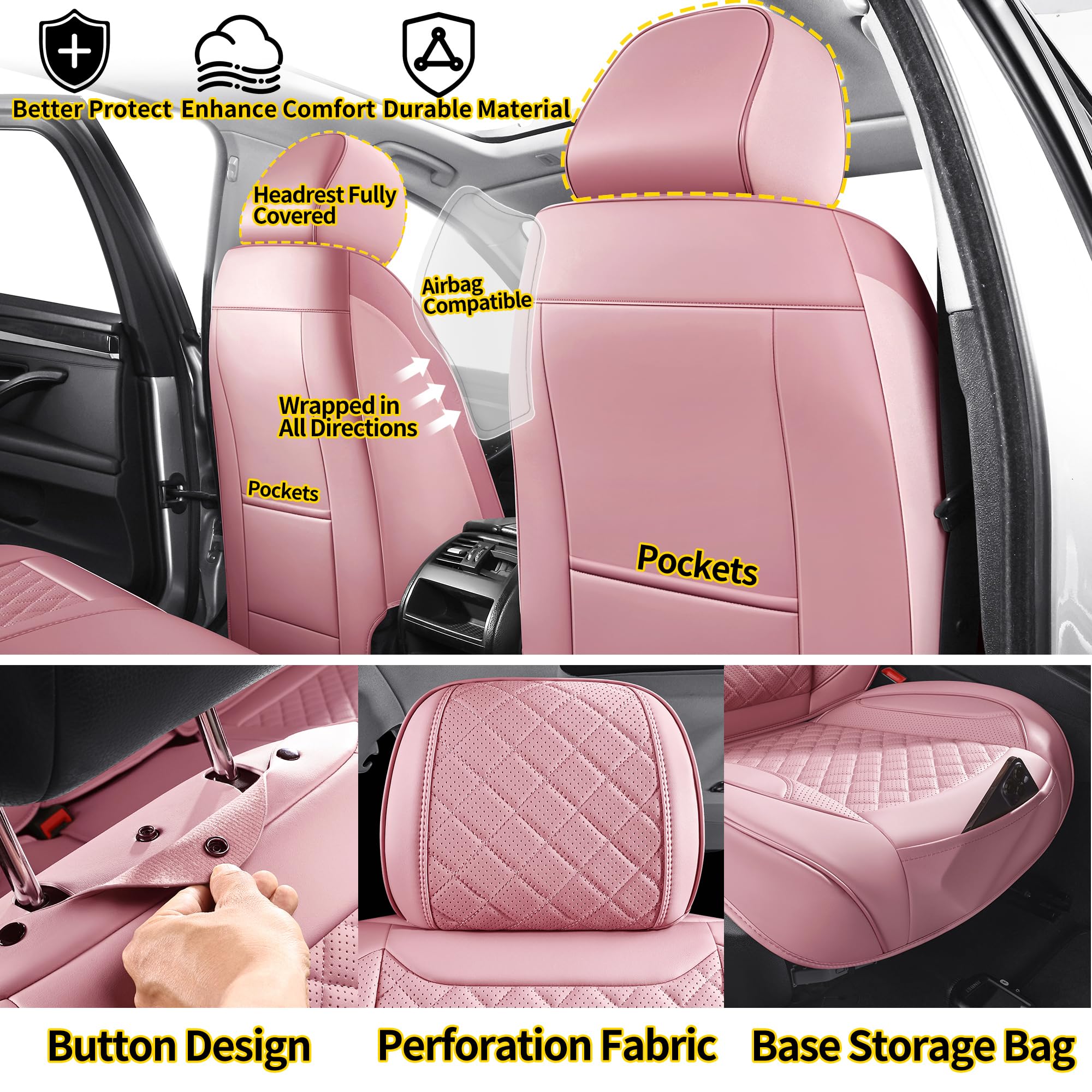 Chezope Automotive Car Seat Covers Full Set Universal Fit for Most Cars SUV Sedans Trucks Waterproof Leatherette Car Seat Covers