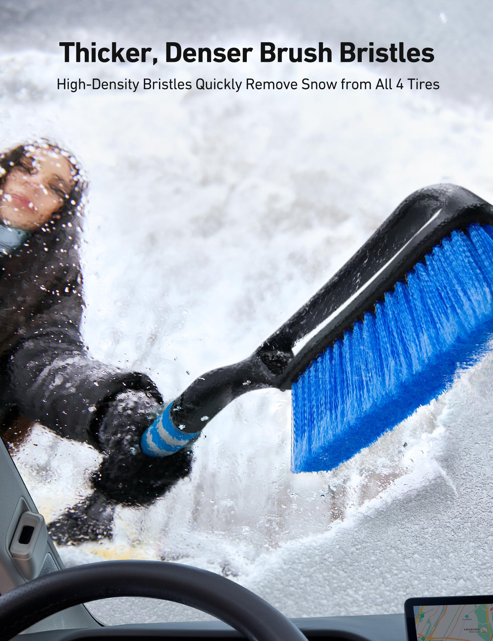 AstroAI Snow Brush & Ice Scraper - Heavy Duty ABS & PVC, Ergonomic Foam Grip, 27", Blue, for Cars, Trucks, SUVs