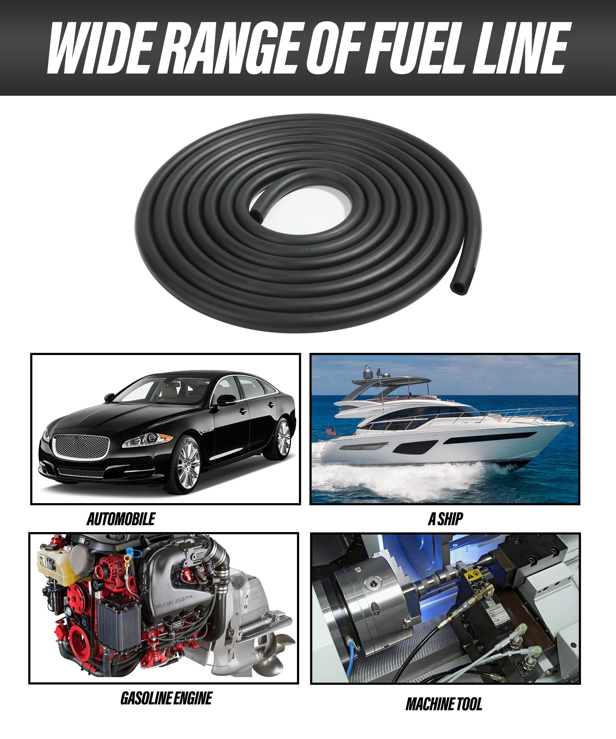 ESEWALAS 20pcs Fuel Line Kit,9.85 Feet 1/4 Inch ID Fuel Line Hose,2/5'' (11mm) ID Hose Clamps,Suitable For Motorcycle Small Engi