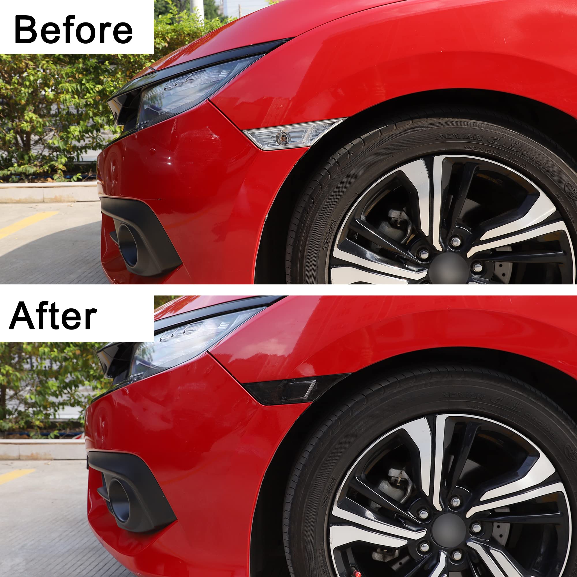 Tomall Vinyl Film Compatible With Honda Civic Sedan Coupe Hatchback 2016-2021 Side Marker Fender Turn Signal Lights Tint Self Ad