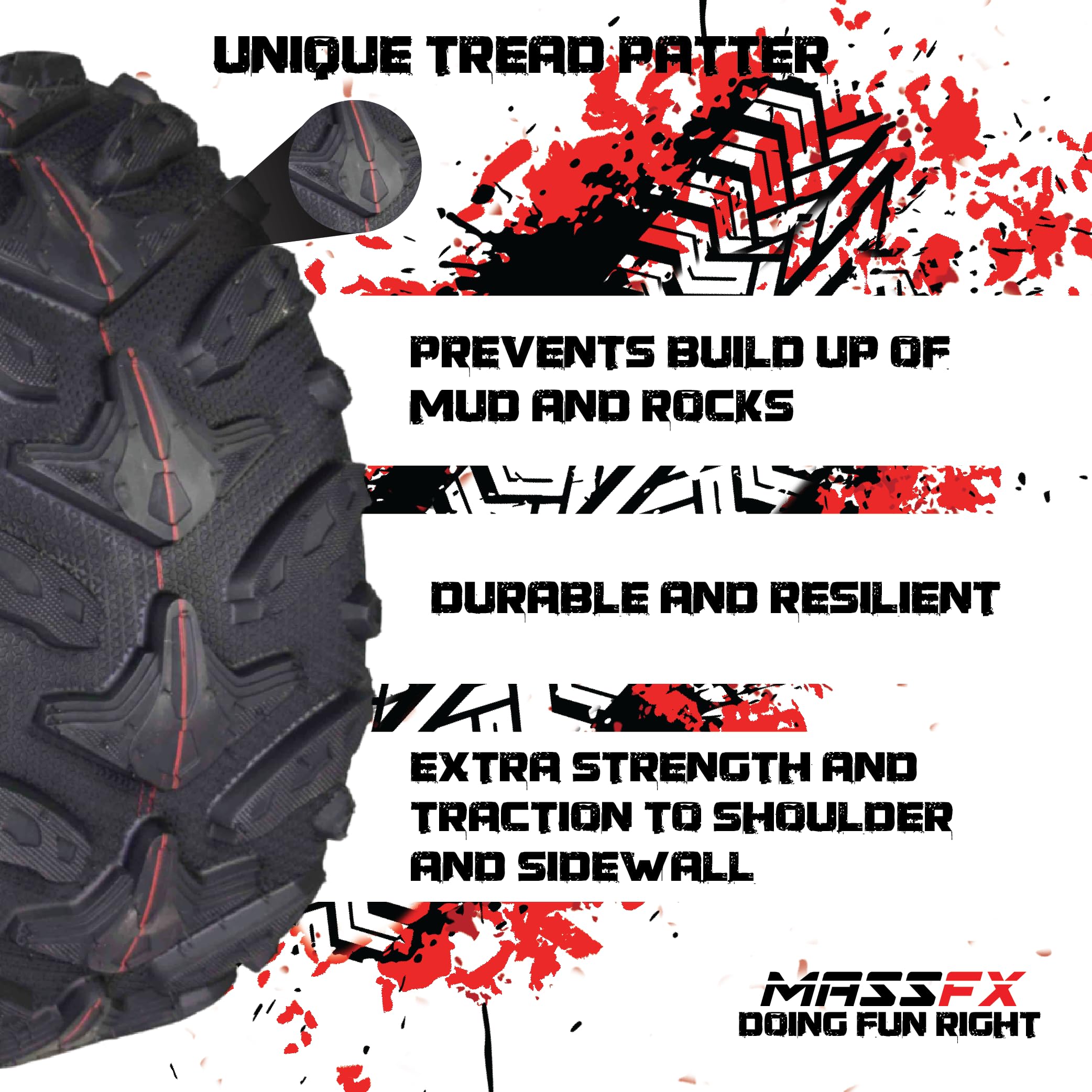 Massfx Grinder 22X10-9 Rear Atv Tire, 6-Ply Rating, Chip & Tear Resistant, Micro Tread Technology, For Soft And Hard Pack Ground