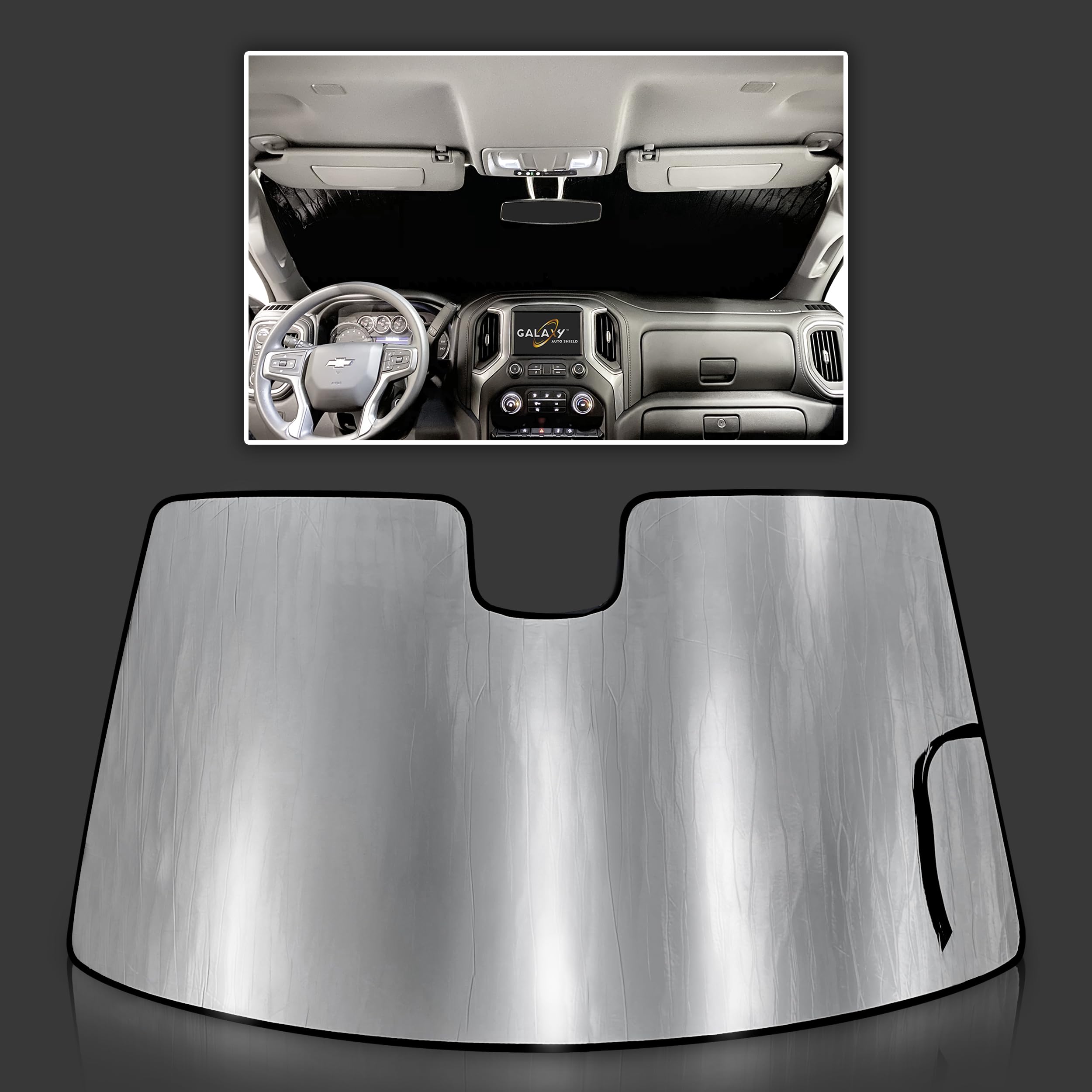 Custom Fit Windshield Sun Shade For 2019 2020 2021 2022 2023 2024 2025 Chevrolet Silverado 1500 2500 3500, 2Dr 4Dr, Insulated Wi