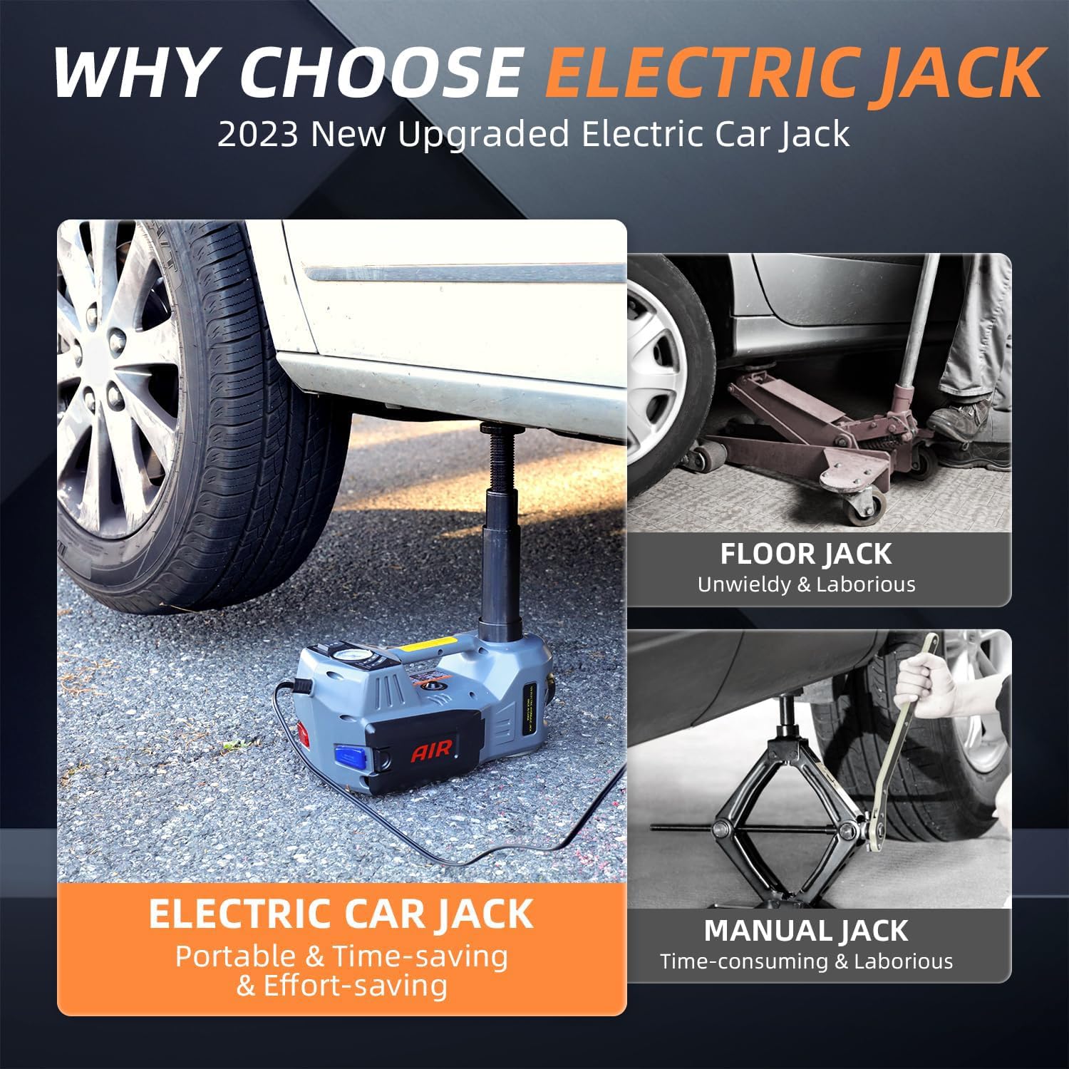 Standtall Electric Car Jack Kit 5T 12V Electric Floor Jack Lift For Vehicle,Electric Hydraulic Jack Auto Repair Tool Set With Bu