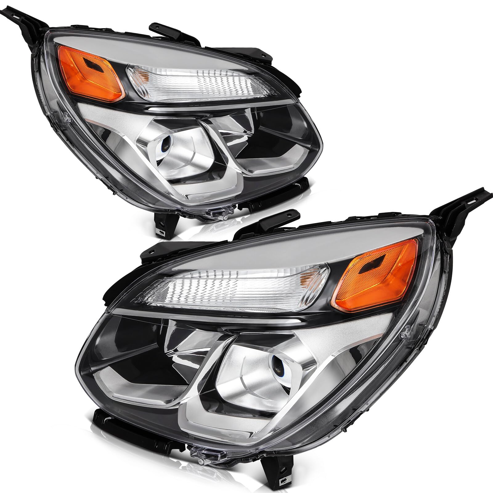 LBRST Headlight Fit 2016-2017 for Equinox Black Housing Amber Reflector Pair Headlight Assembly GM2502424