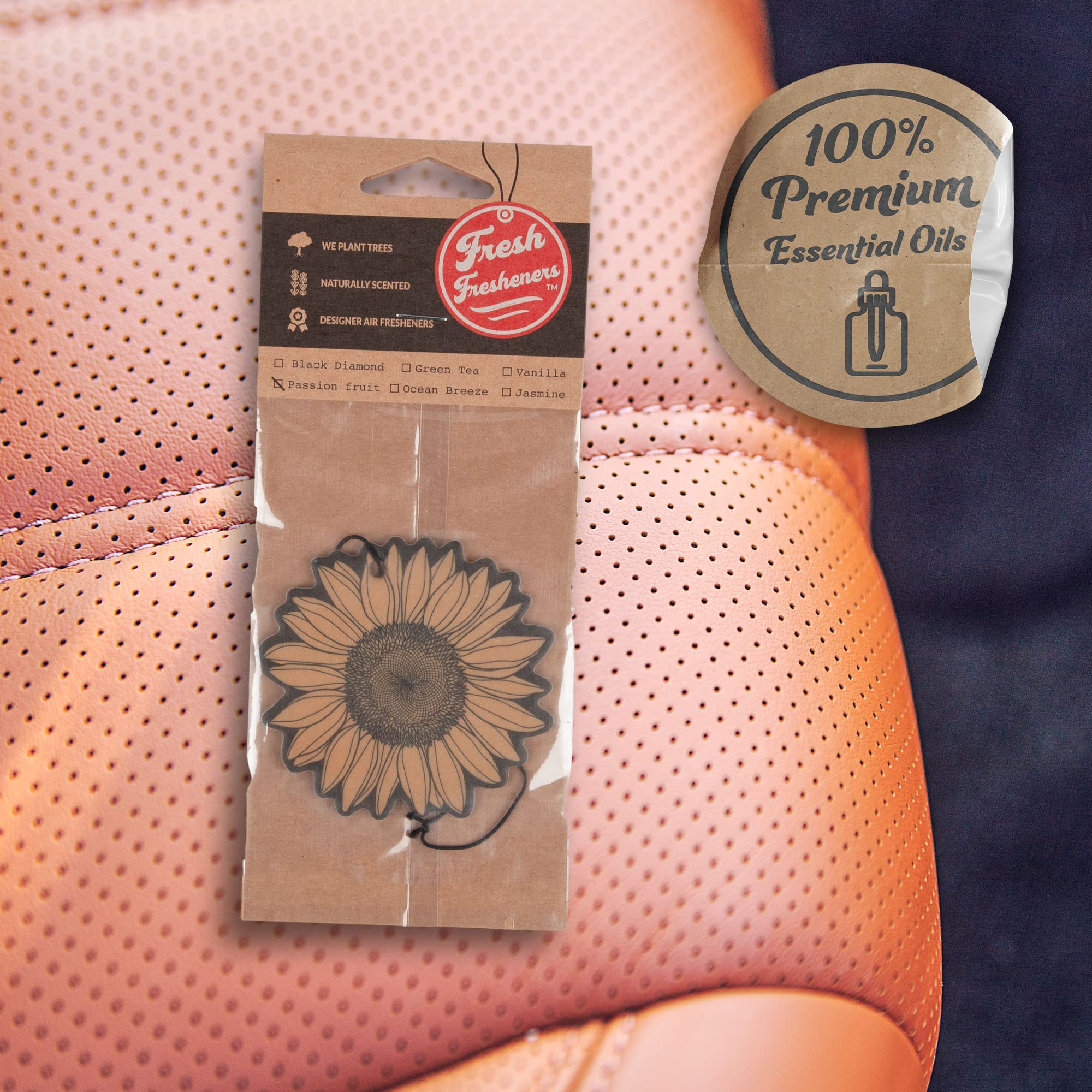 Sunflower Car Air Freshener 3 Pack Scented With Essential Oils (3 Pack)