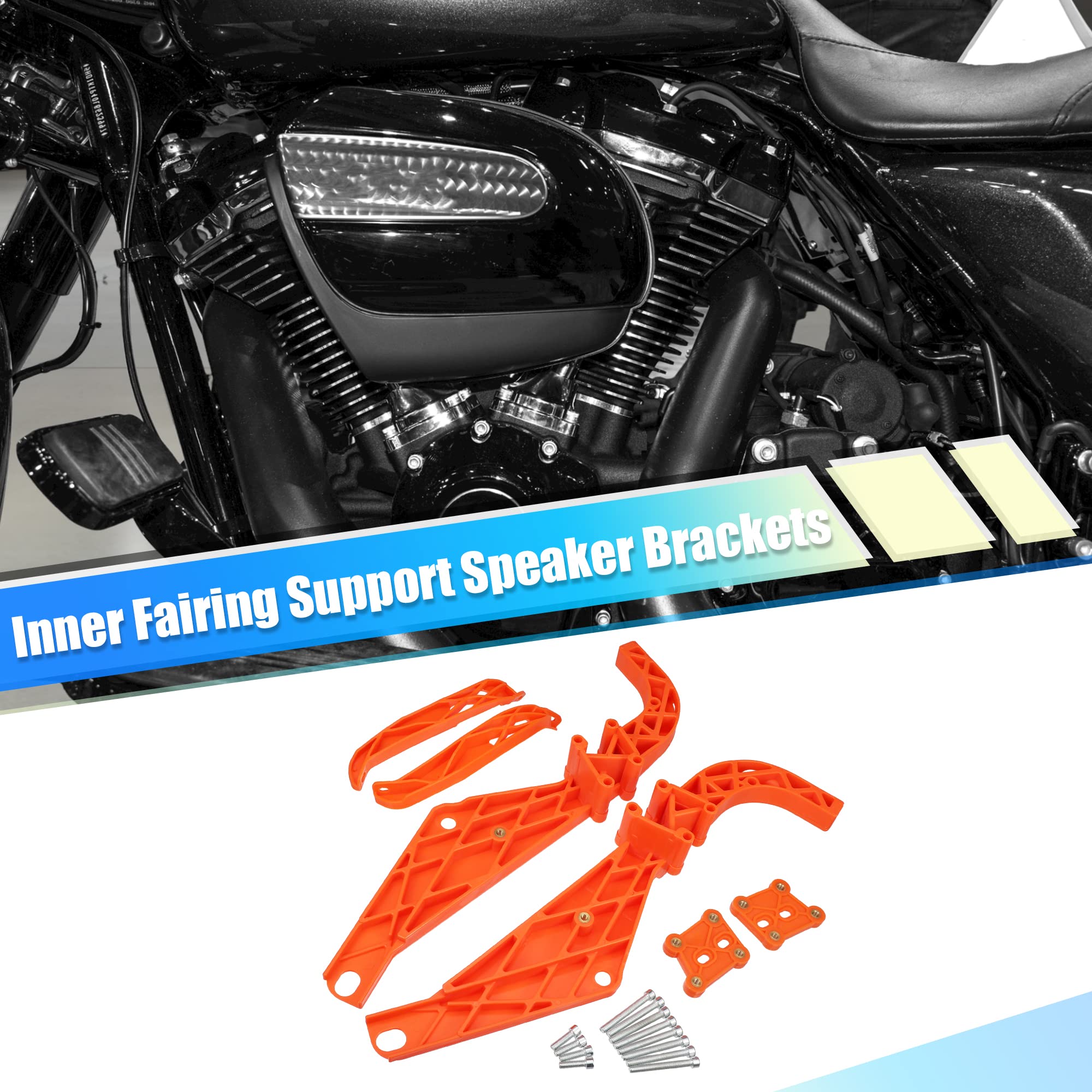 X Autohaux 1 Set Strong Arm Inner Fairing Batwing Support Speaker Brackets For Harley Touring Electra Flht Flhx 1996-2013 Orange