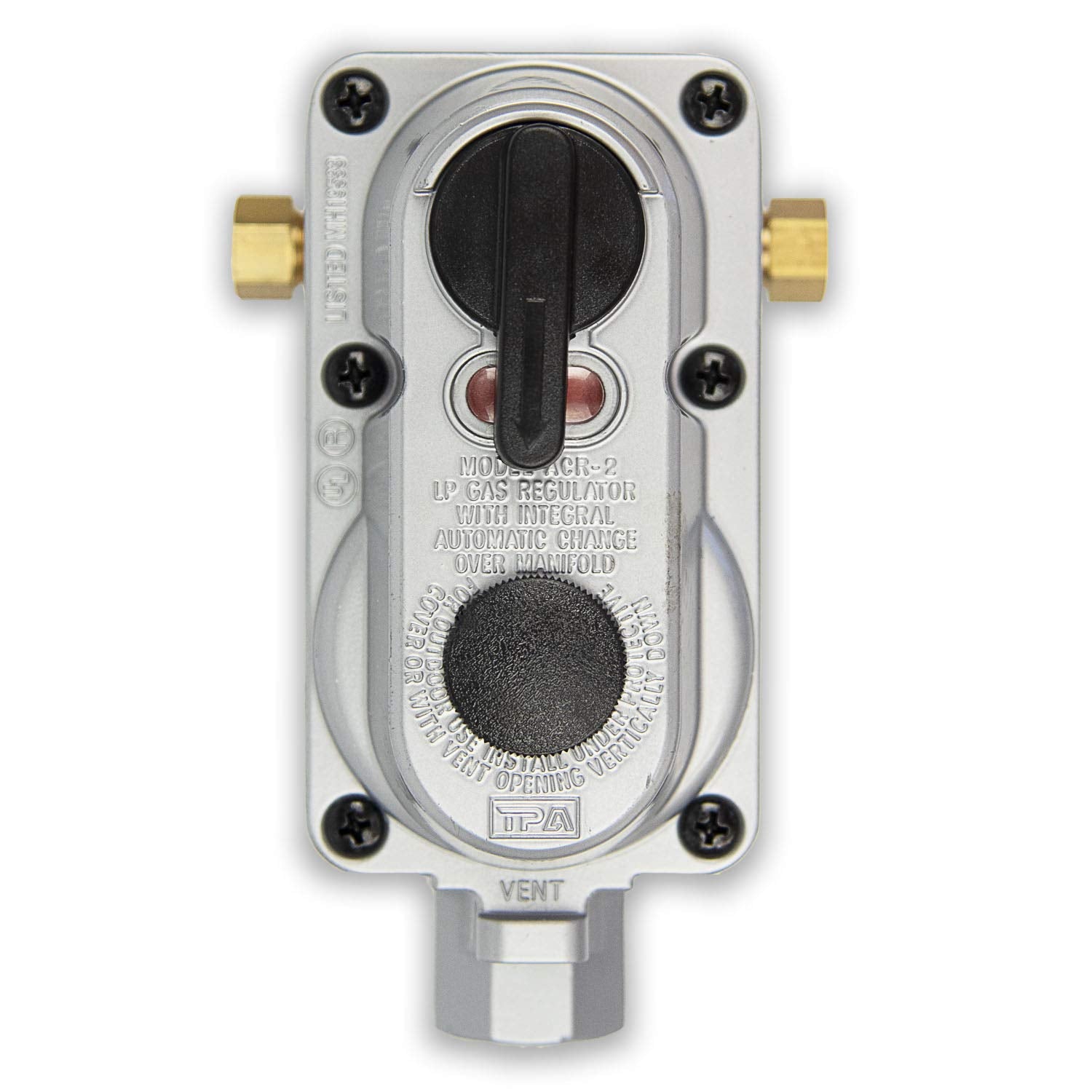 Flame King (Acr6) Without Pigtails 2-Stage Auto Changeover Lp Propane Gas Regulator For Rvs, Vans, Trailers