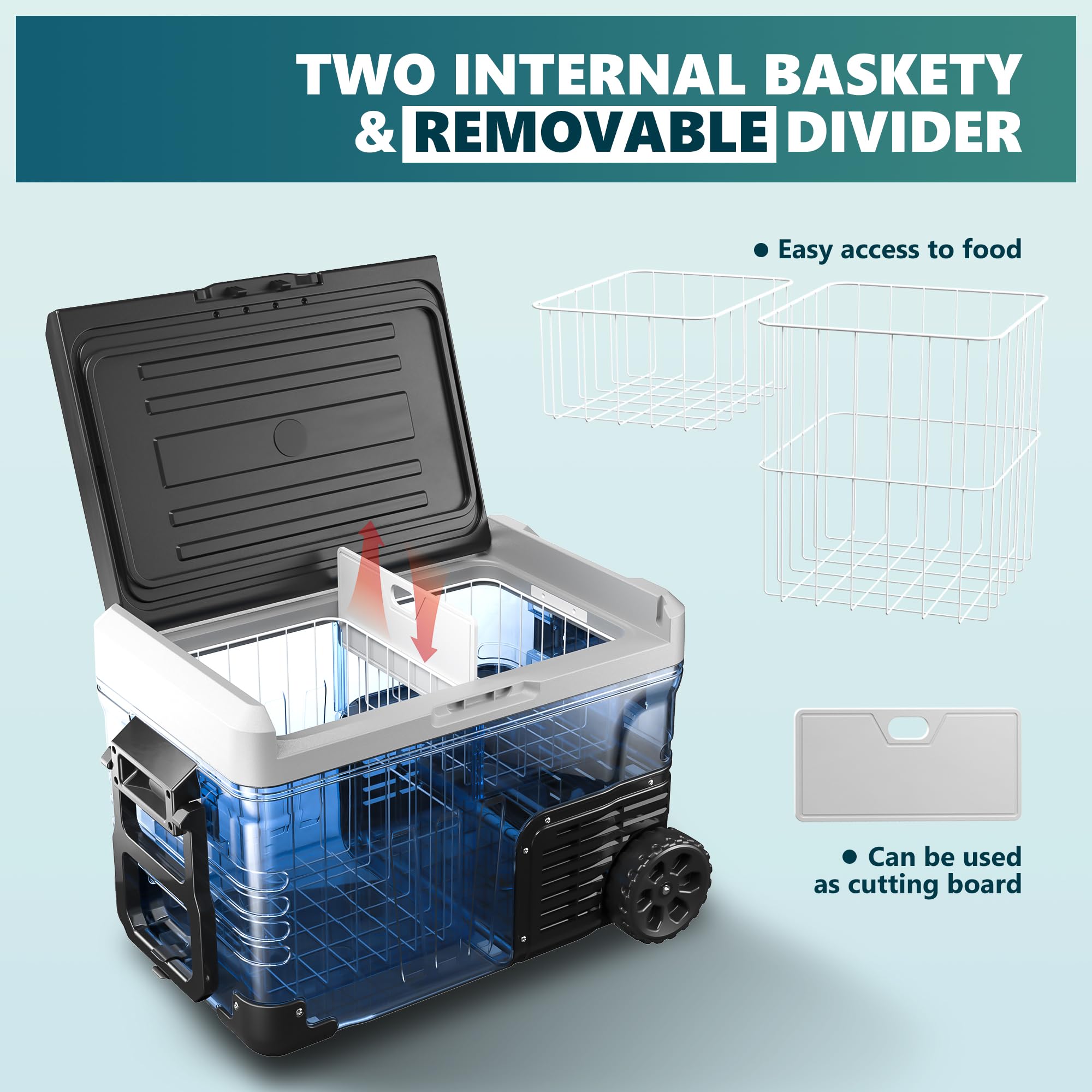 EUHOMY 12V Refrigerator - 37QT Electric Cooler, Portable Freezer, Black/Gray, Model CFB-35, Ideal for Travel, Truck, Boat, Camping