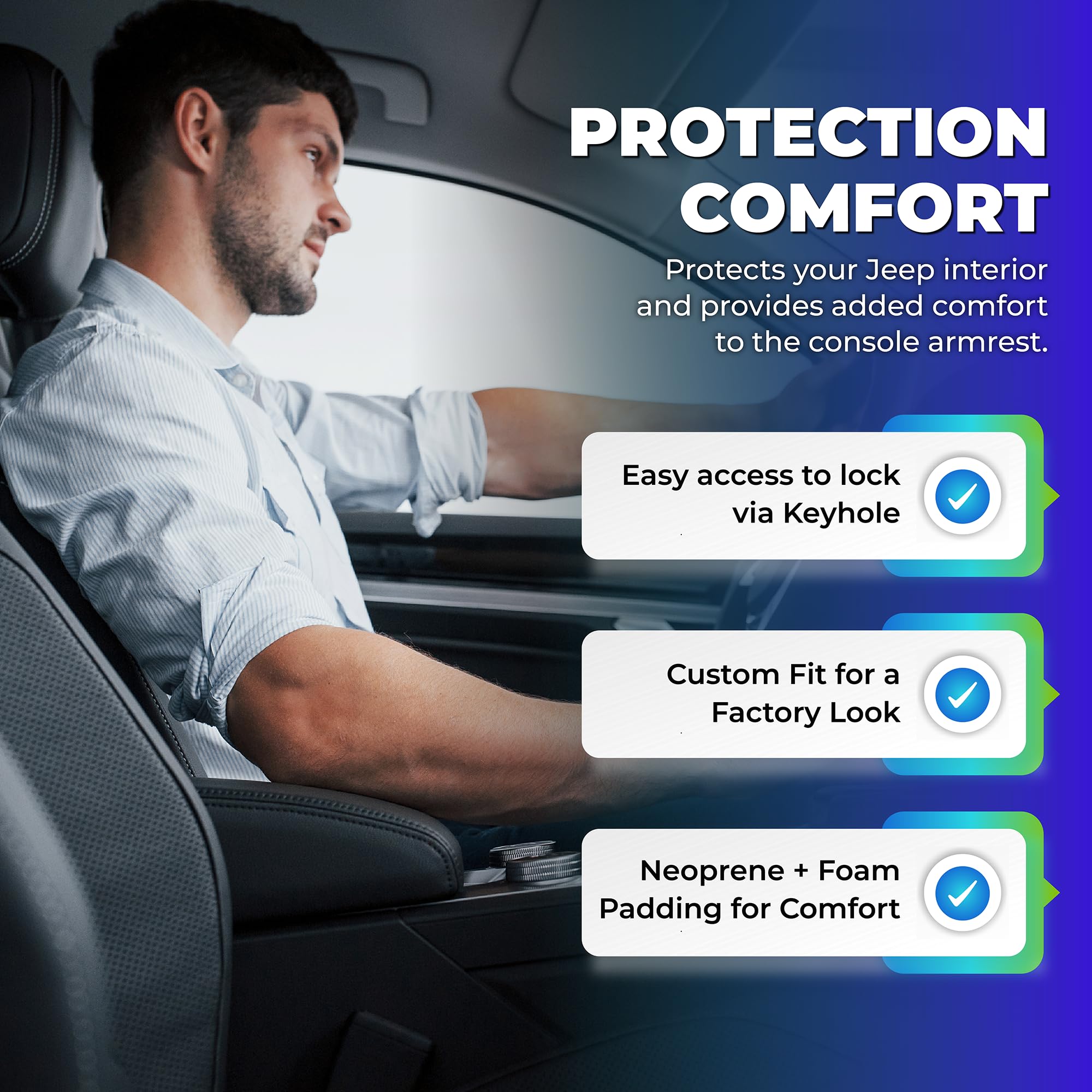 Koverz Neoprene Console Cover Armrest Pad With Keyhole Compatible With Jeep Wrangler Jl Jlu Gladiator Jt Sahara Sport Rubicon Un