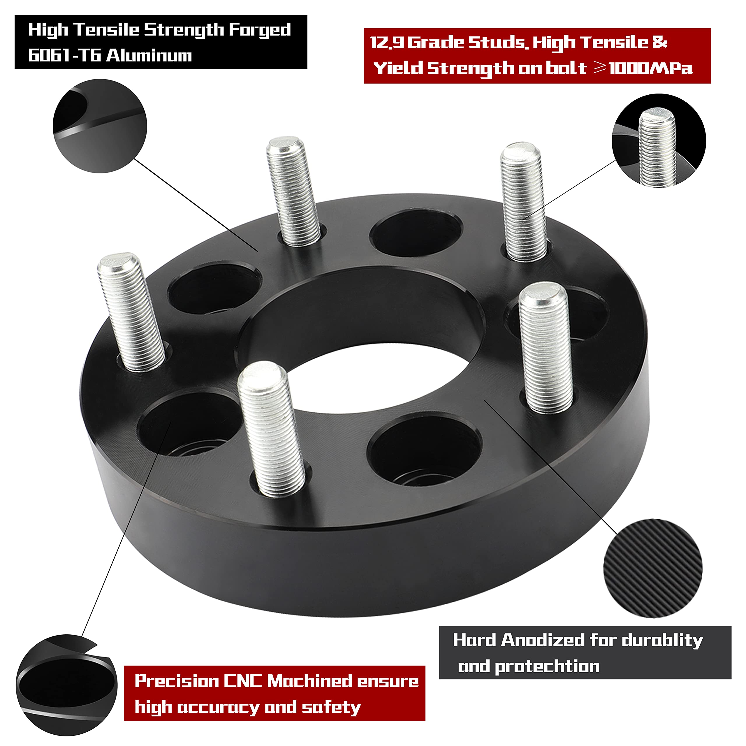 Richeer 5X5.5 Wheel Spacers For 1994-2001 Ram 1500 1980-1996 F-150 1992-2006 E-150 1960-1985 Cj2 Cj3 Cj7 Cj5 Cj6, 4Pcs 2 Inch 5X