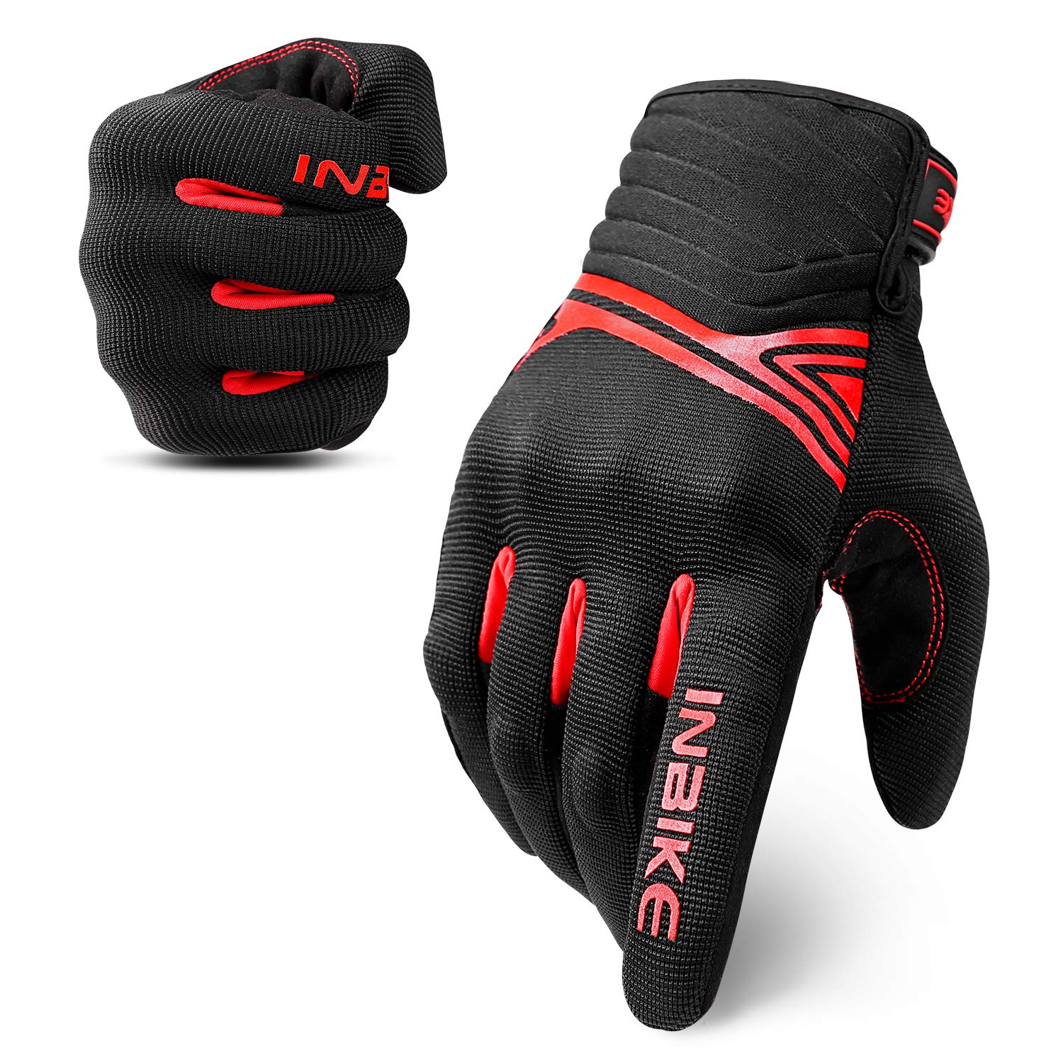 Inbike Breathable Mesh Motorcycle Gloves Touchscreen With Tpr Palm Pad Hard Knuckles Black Red Medium
