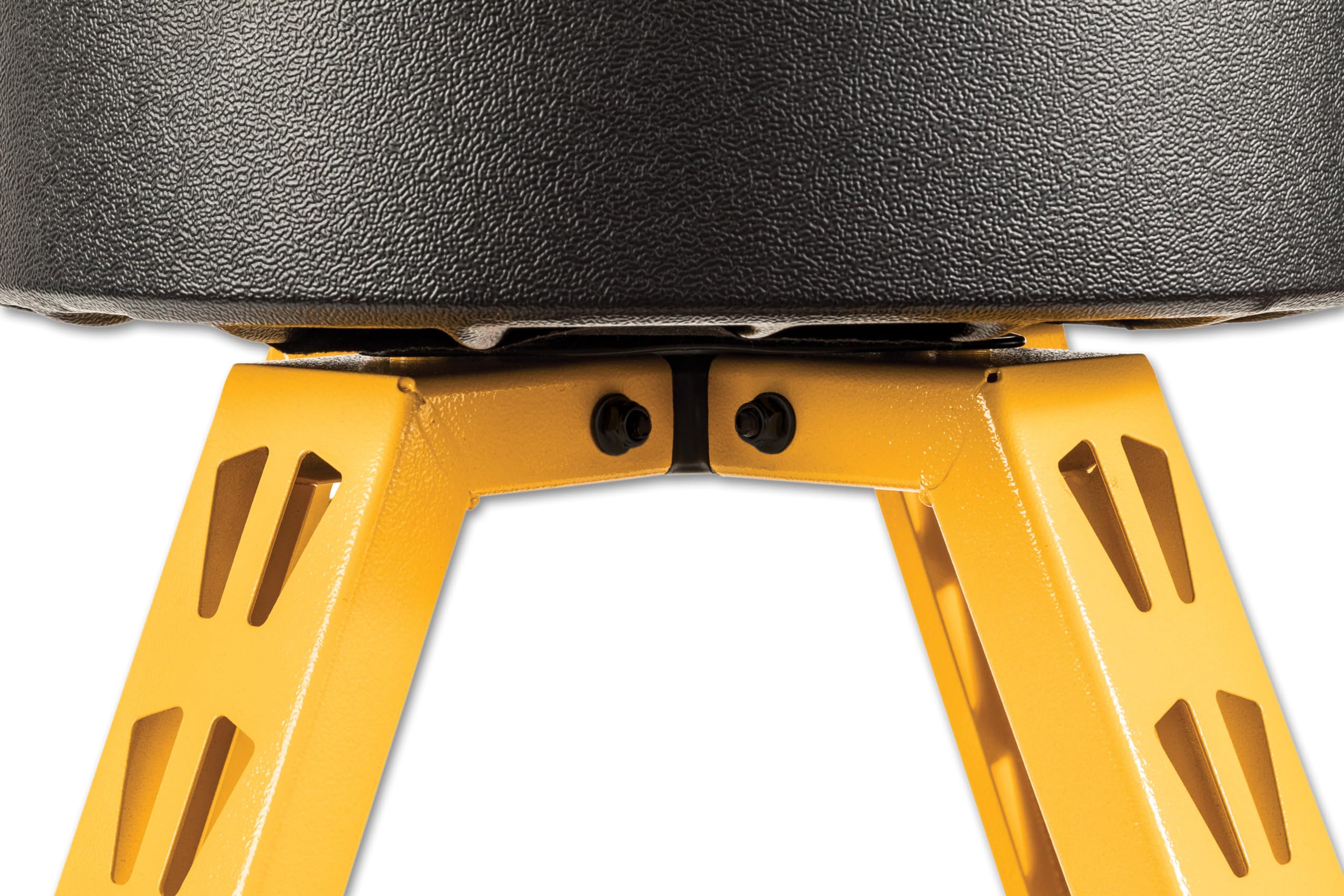 DEWALT Heavy-Duty Metal Stool, 360 Swivel Seat, Steel Frame, 17.13"x17.13"x3", Black/Yellow, Model DXSTFH030KD