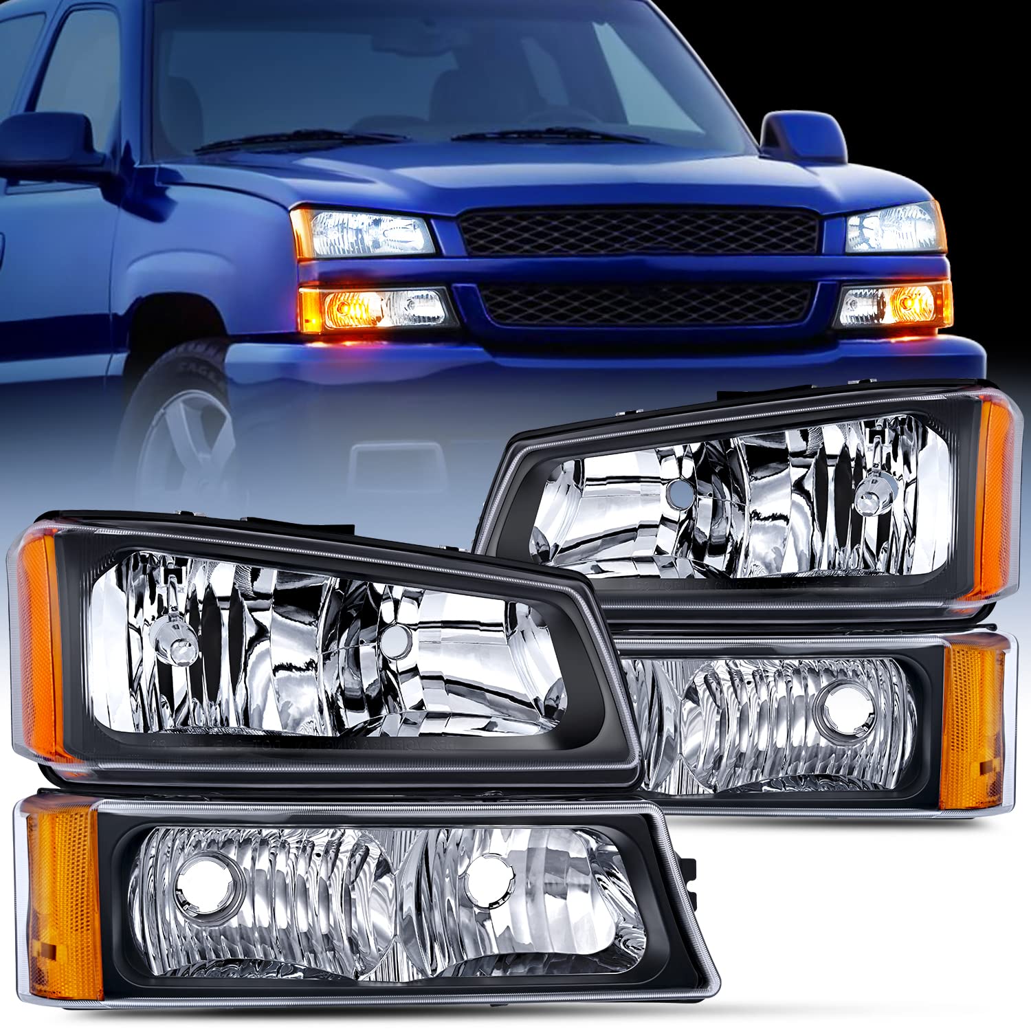 Nilight Headlight Assembly for 2003 2004 2005 2006 chevy Silverado Avalanche 1500 1500HD 2500 2500HD 3500 chevrolet Pickup Repla