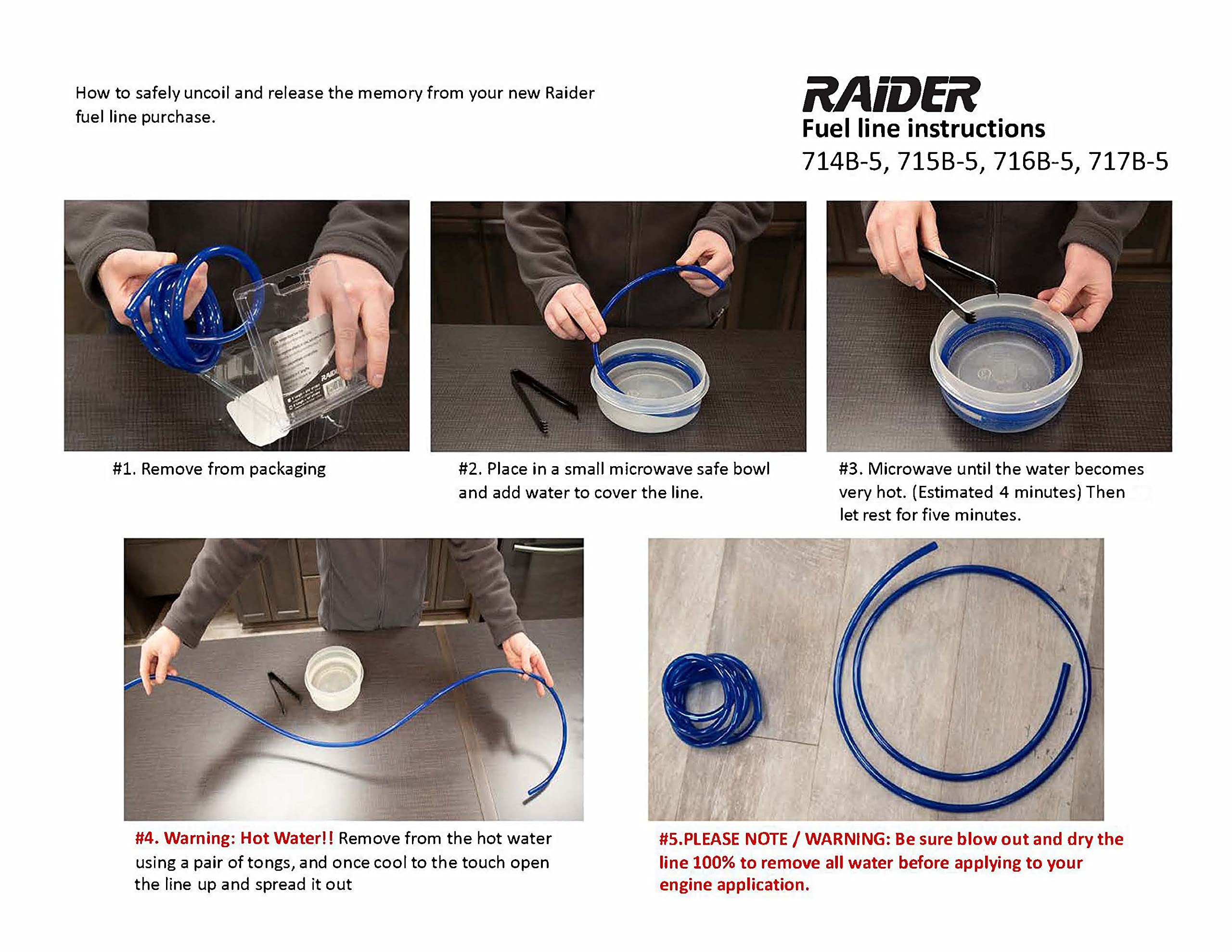 Raider 716B-5 Polyurethane Fuel Gas Line Tubing Hose Roll Blue (5 Ft. x 3/16 In.)