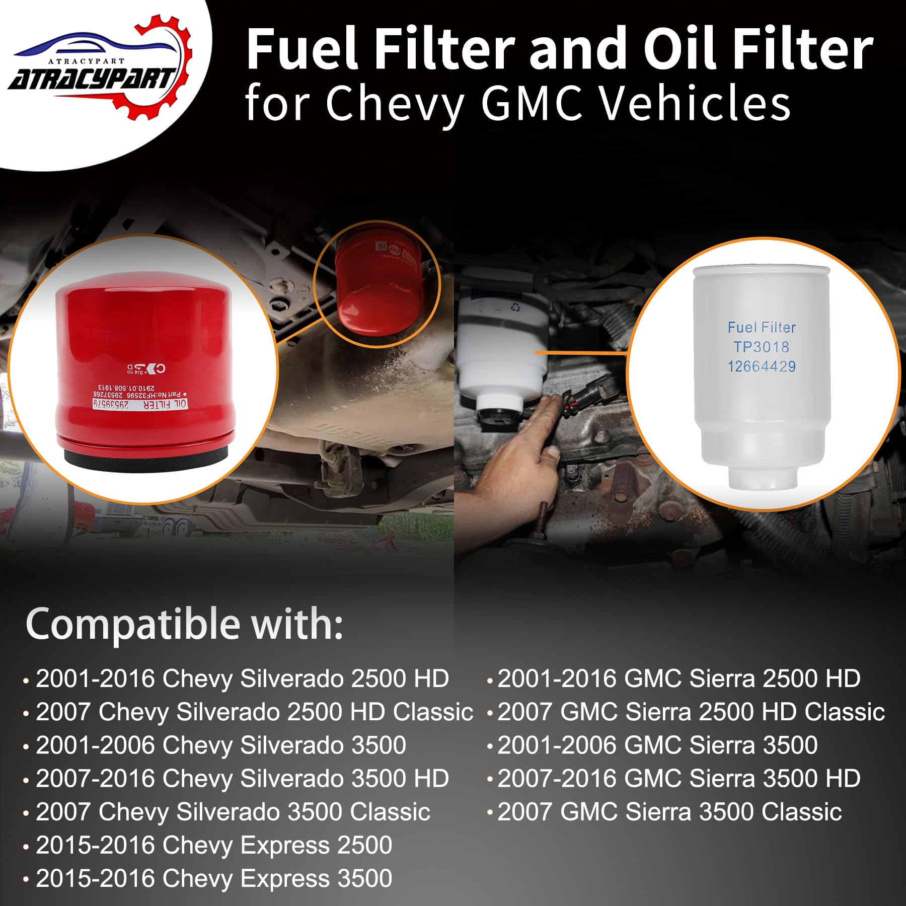 Fuel & Transmissions Filter Kit Compatible With Allison 1000 2000 2400 Series,6.6L Duramax Diesel Engine, 01-16 Chevy Silverado/