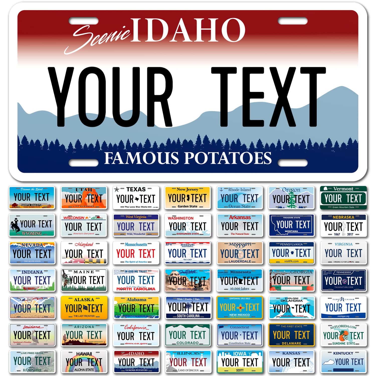 Sigo Signs Custom Idaho License Plate, 6x12" Rust-Free Aluminum, Fade Resistant, Personalized Front Car Sign
