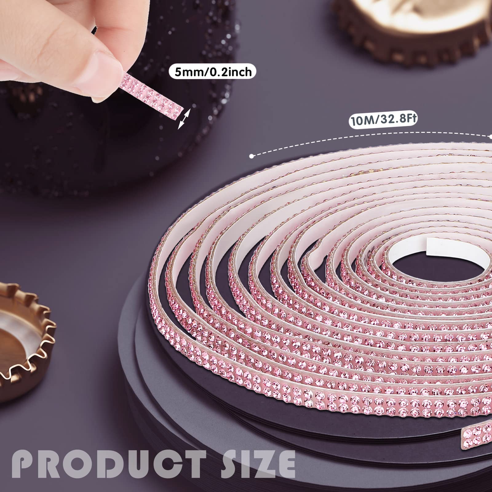 Kingdder 32.8Ft Bling Car Trim Self Adhesive Glitter Crystal Rhinestone Car Interior Exterior Accessories For Women Diy Line Mol