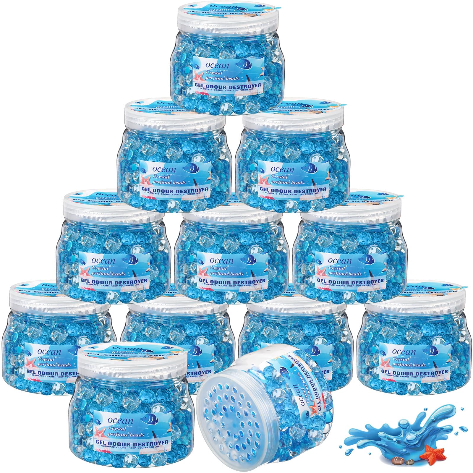 Timgle 12 Pack Odor Eliminator Gel Beads Bulk 10 Ounces Air Freshener Gel Beads Odor Eliminator for Home, Bathrooms, Cars, Boats