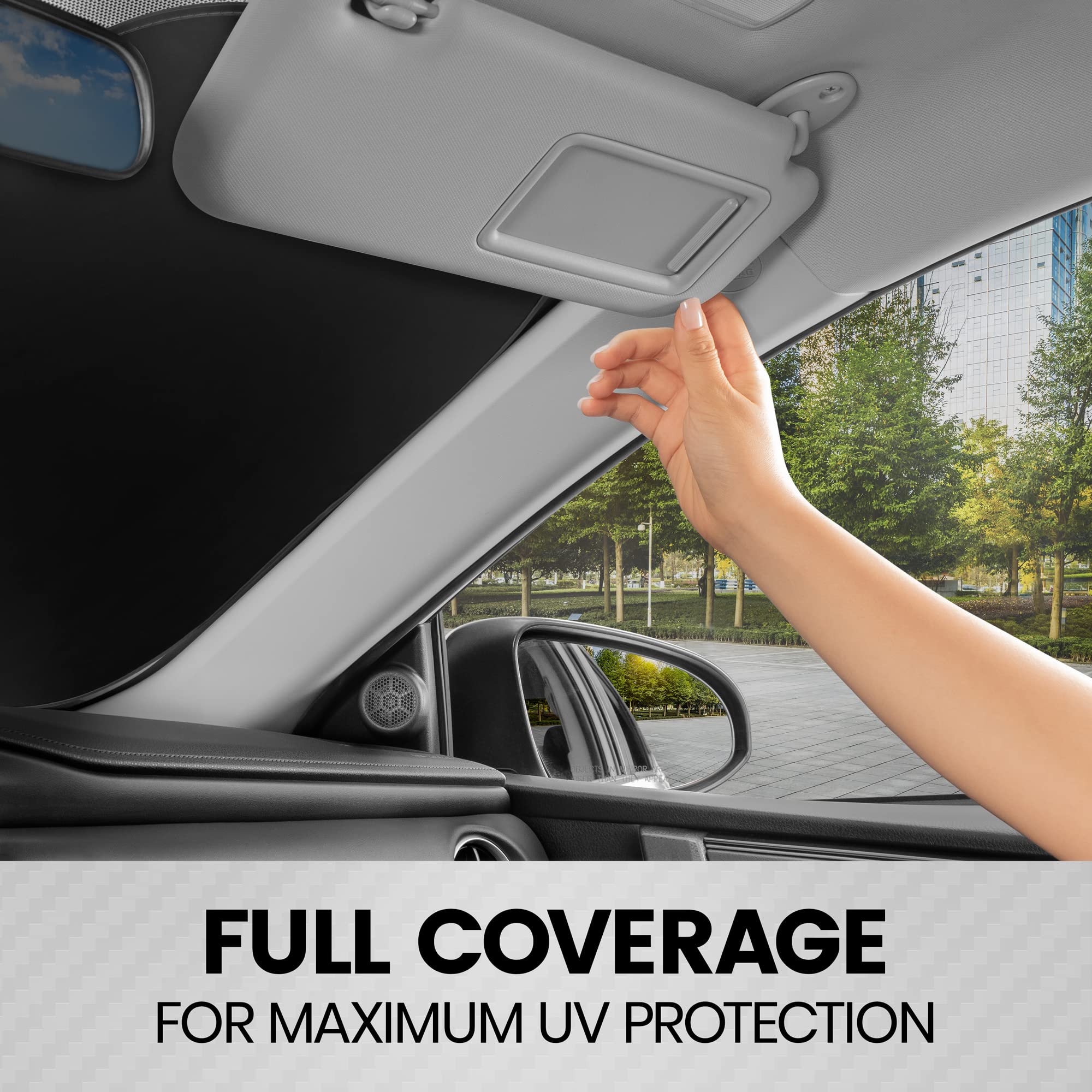 Bdk 2Pc Charcoal Gray Car Windshield Sun Shade - Sun Visor & Sunshade For Car Windshield - Uv Rays Interior Protection - Easy Se