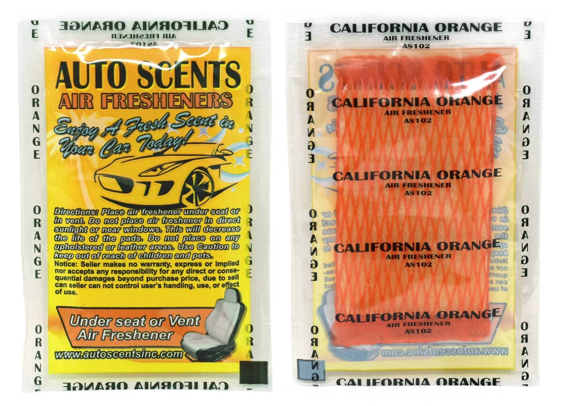 Individually Wrapped - Professional Car Air Freshener Pads - Remove Smells & Add Ambience (15 Per Pack) (California Orange)