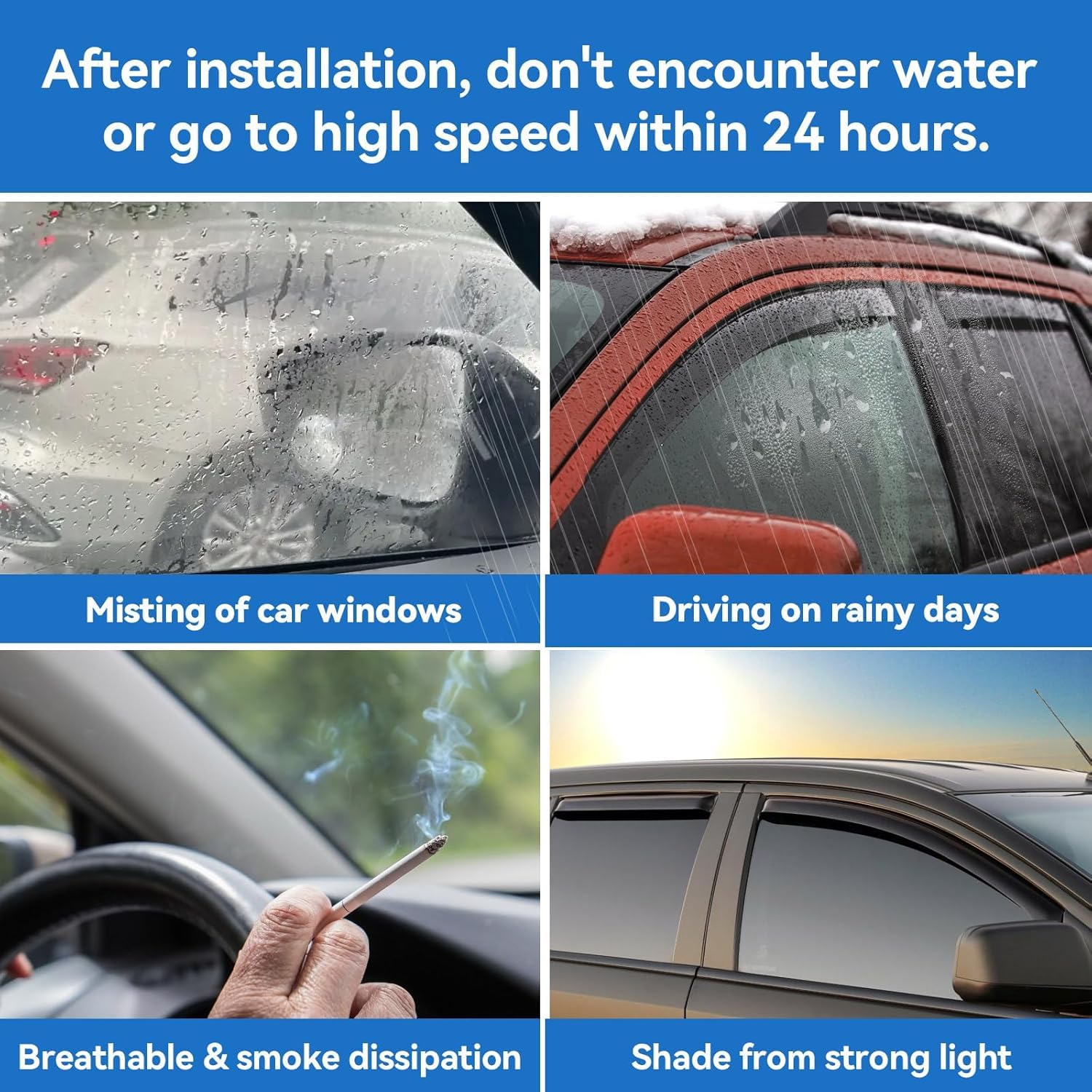 Window Rain Guards For 2001-2012 Ford Escape & 2008-2012 Mazda Tribute, Window Visor Vent Wind Shade Deflector Shield Protector