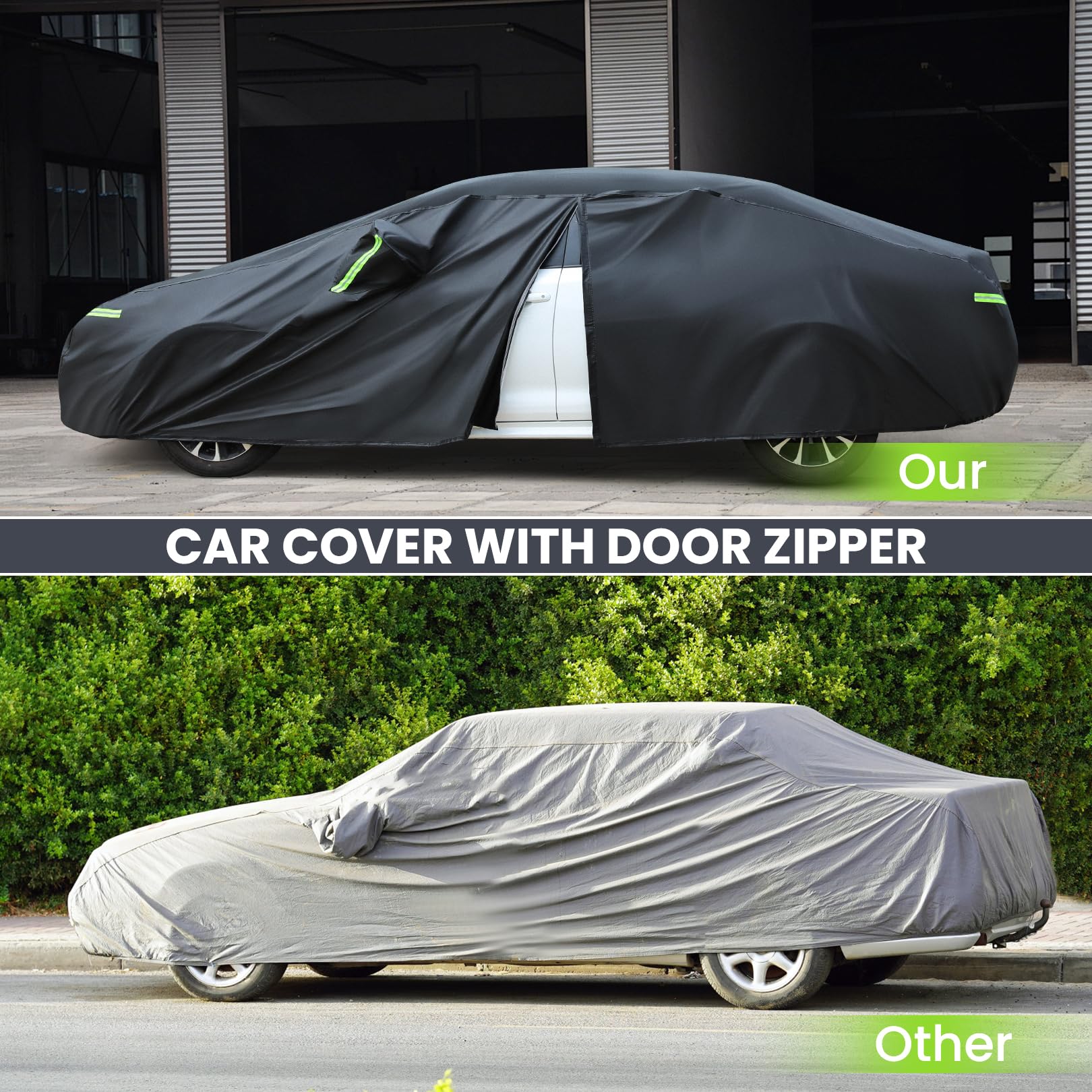 Sailnovo Car Cover Waterproof All Weather,7 Layers Heavy Duty Outdoor Full Car Cover, Snowproof Rainproof Windproof Sun Uv Prote