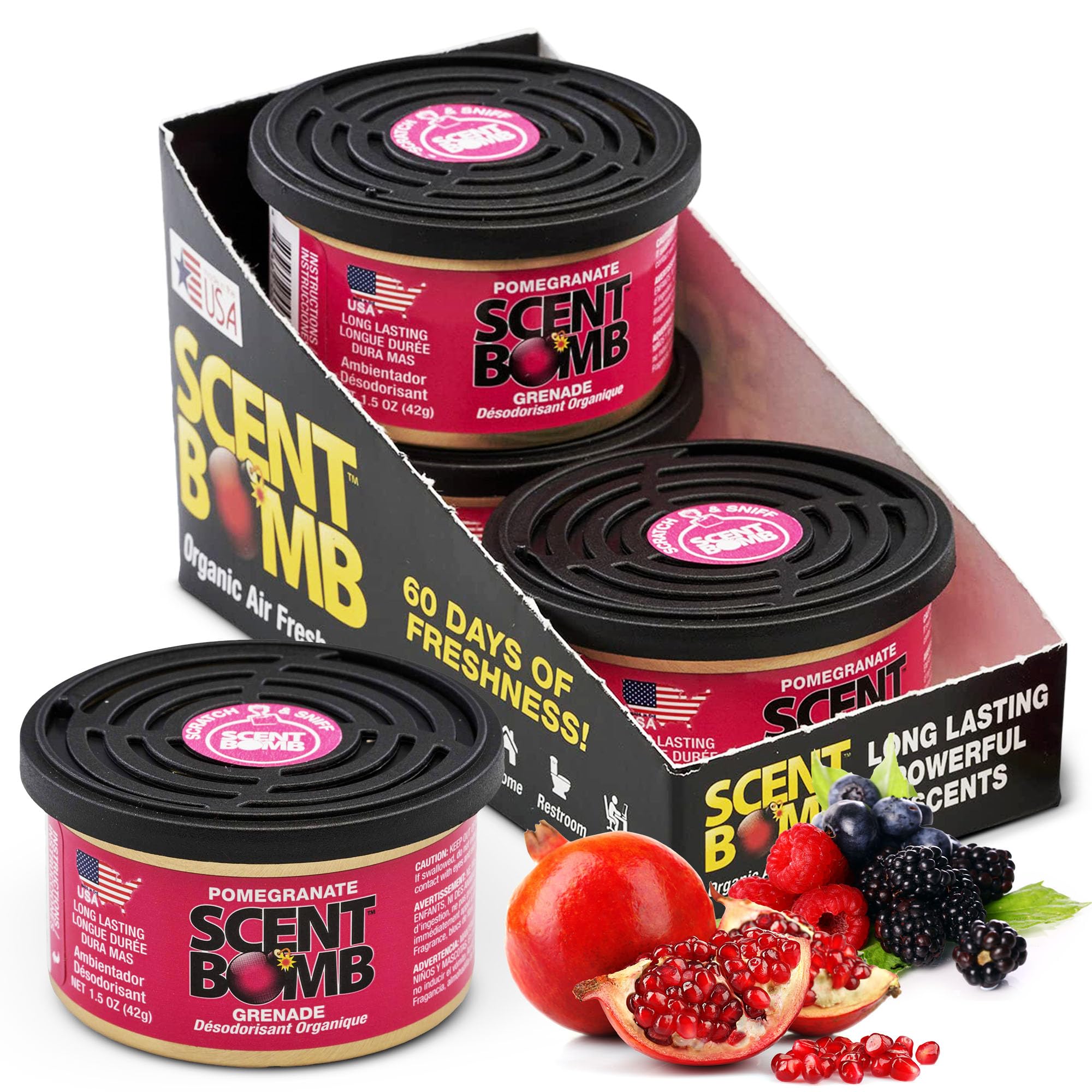 Scent Bomb Organic Spill-Proof Air Freshener Cans - Natural Odor Eliminator For Car, Home, And Bathroom - Long-Lasting, Non-Toxi