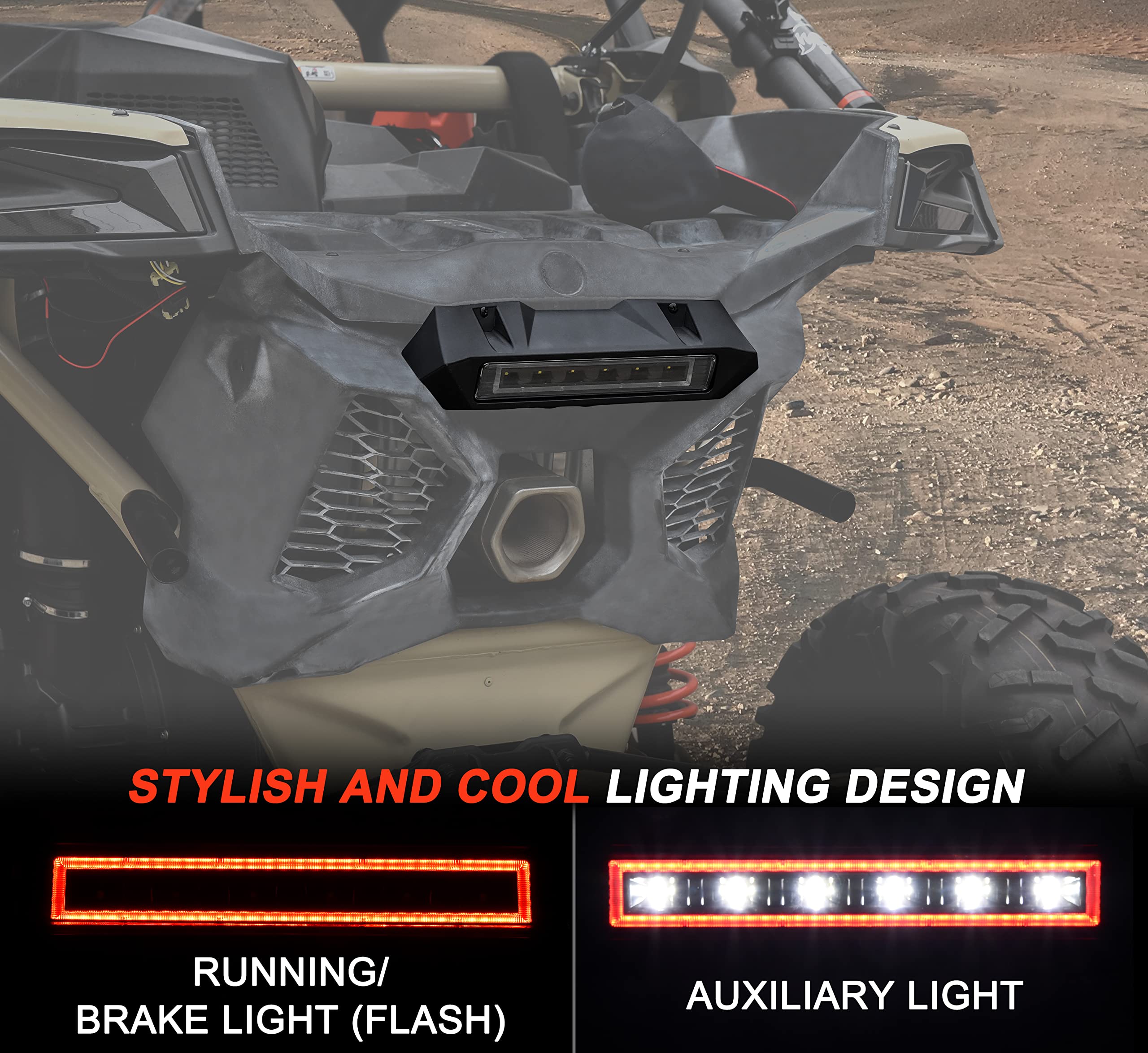 SAUTVS LED Tail Light Kit for Can-Am Maverick X3 MAX Turbo R RR (2017-2024) - Clear LED Rear Accent Brake Lamp Assembly