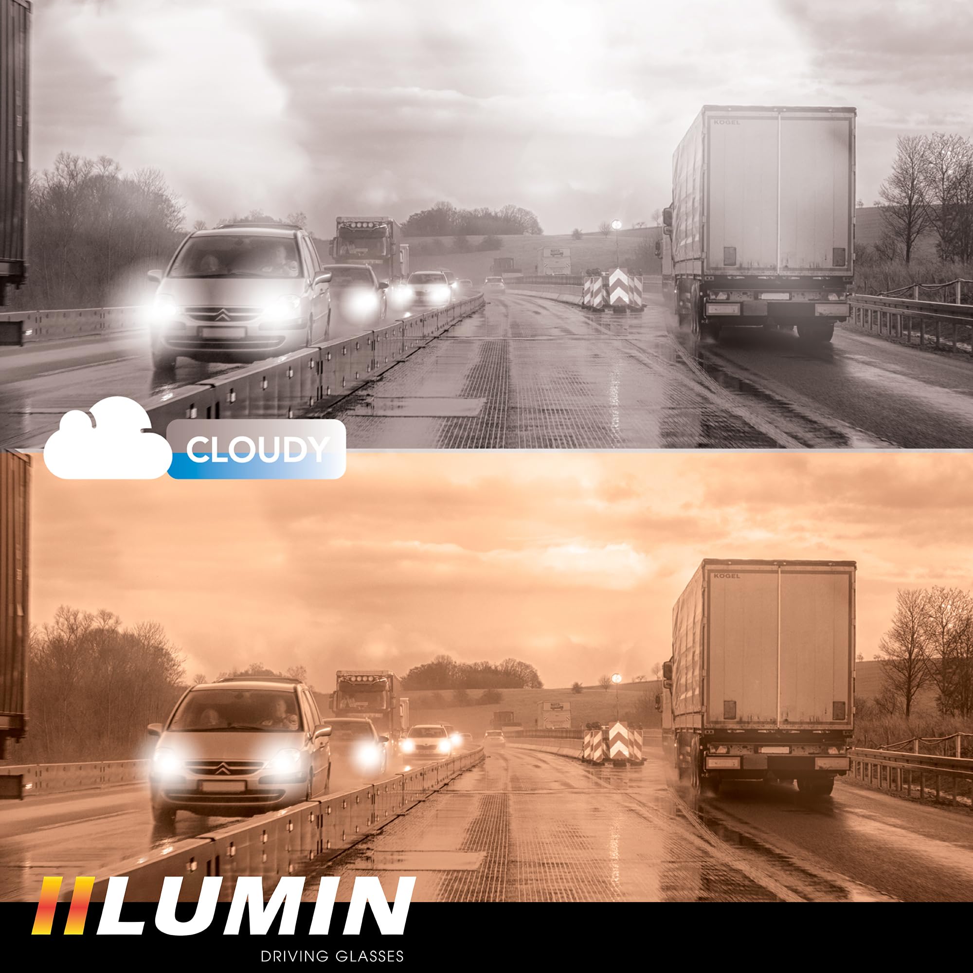 Illumin Driving Glasses SHIFT - All-Weather Night Driving Glasses, Regular Size, Plastic Lenses, Model LUM-100