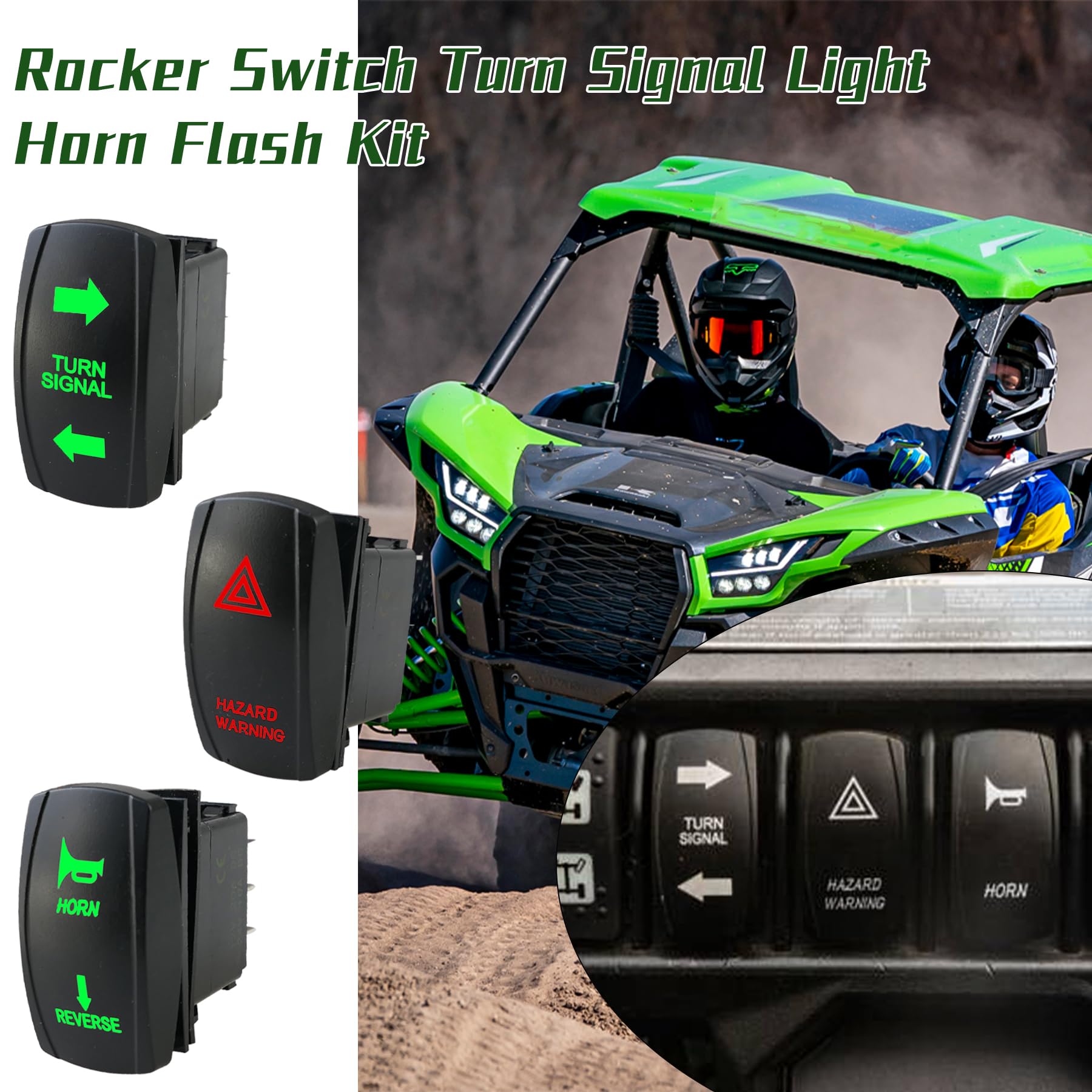 Mhaedwv Universal Atv Utv Sxs Turn Signal Kit - Turn Signal Light Kit, Street Legal Rocker Switch, Side By Side Turn Signal Kit