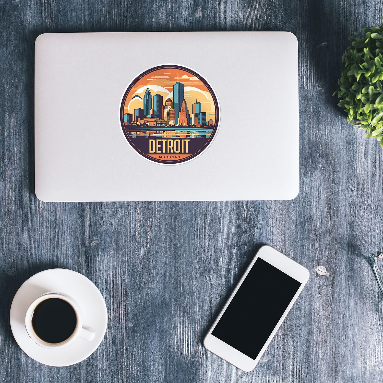 Detroit City Sticker - Waterproof Vinyl Decal for Car Bumper, Laptop, Water Bottle, Wall, and Window, Size - 3'' Longer Side
