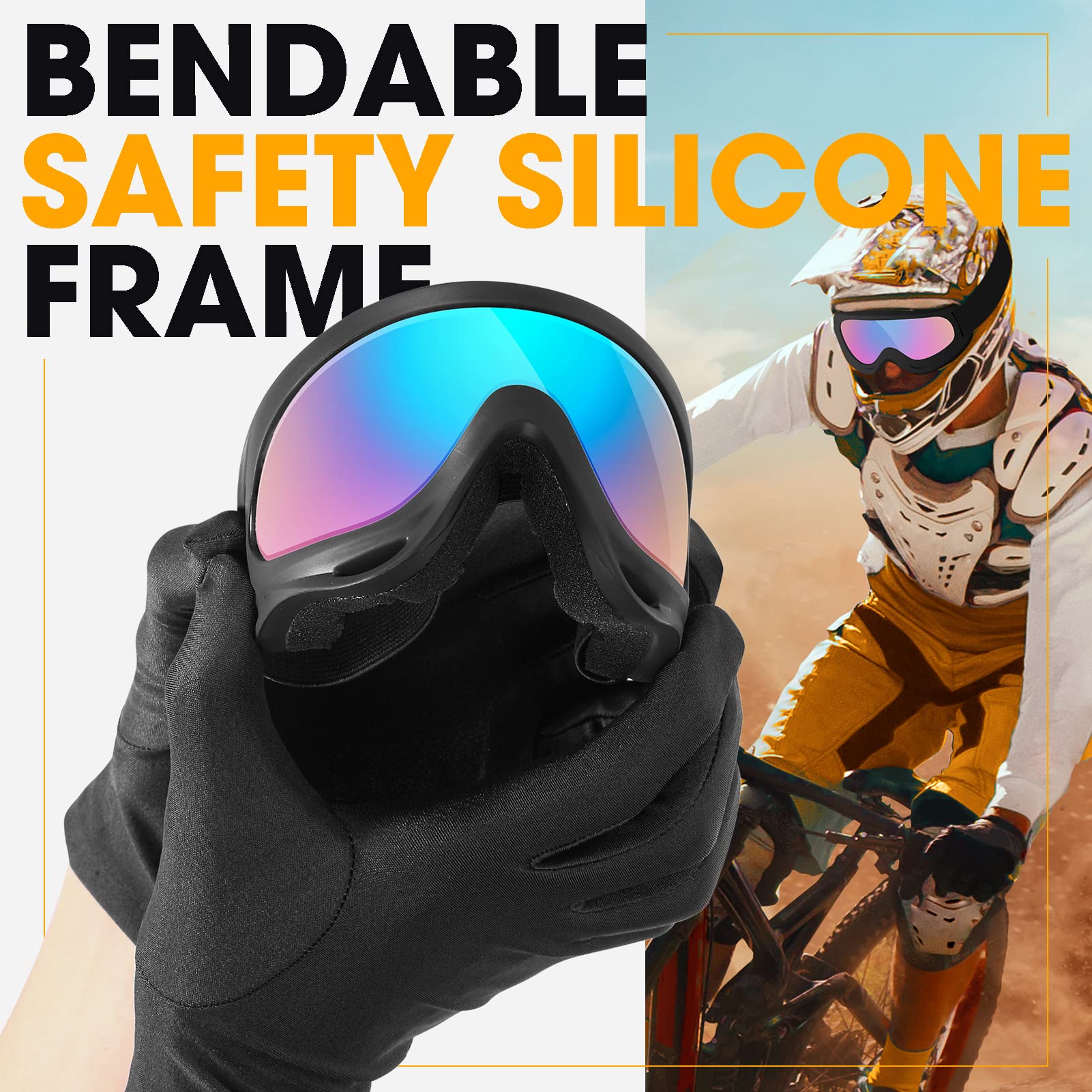 Mambaout Kids Dirt Bike Goggles - 2-Pack Off-Road Racing Goggles For Boys & Girls