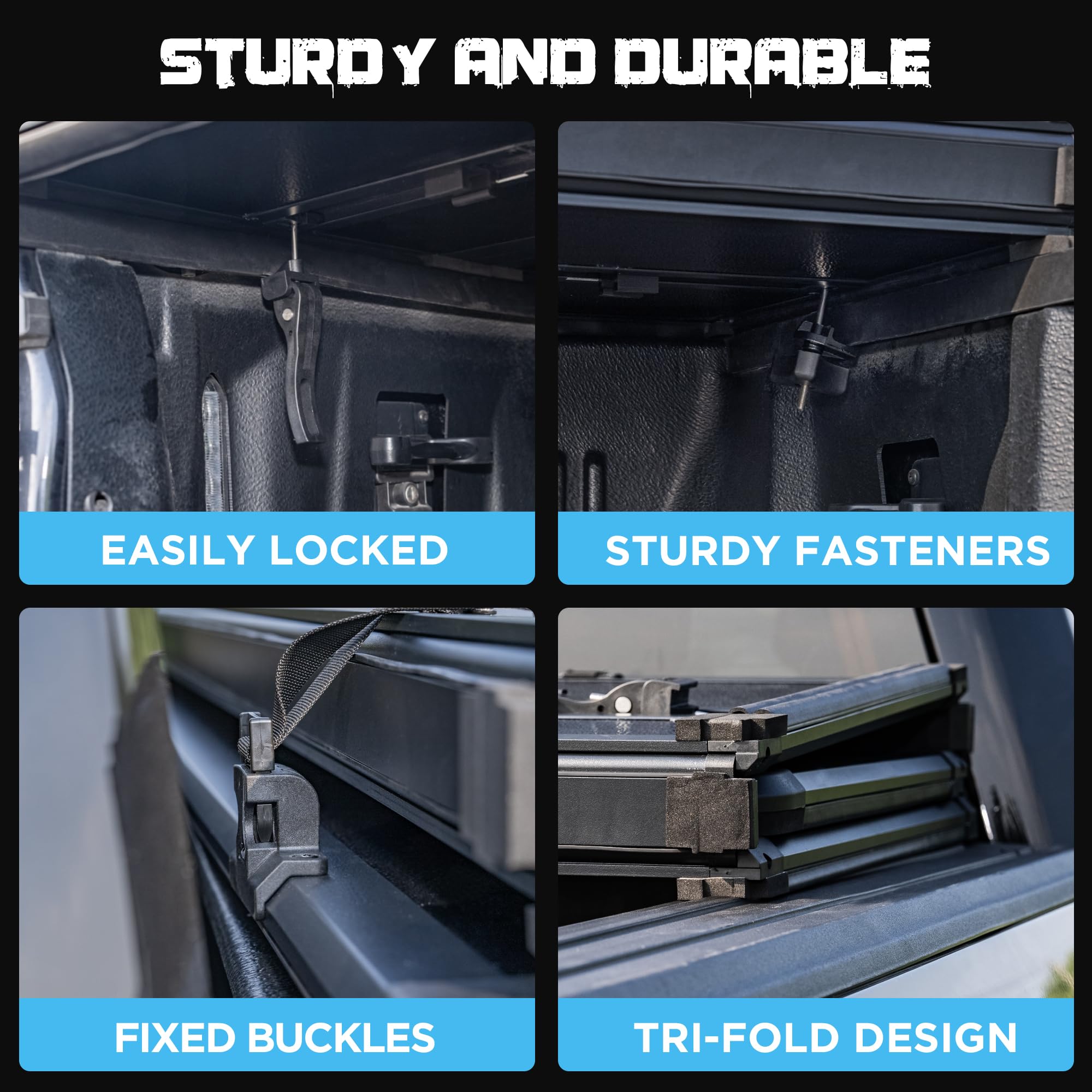 Hard Folding Truck Bed Tonneau Cover Compatiable With Chevy Silverado & Gmc Sierra 1500(2007-2025) 5.8 Ft Short Box(No Carbonpro