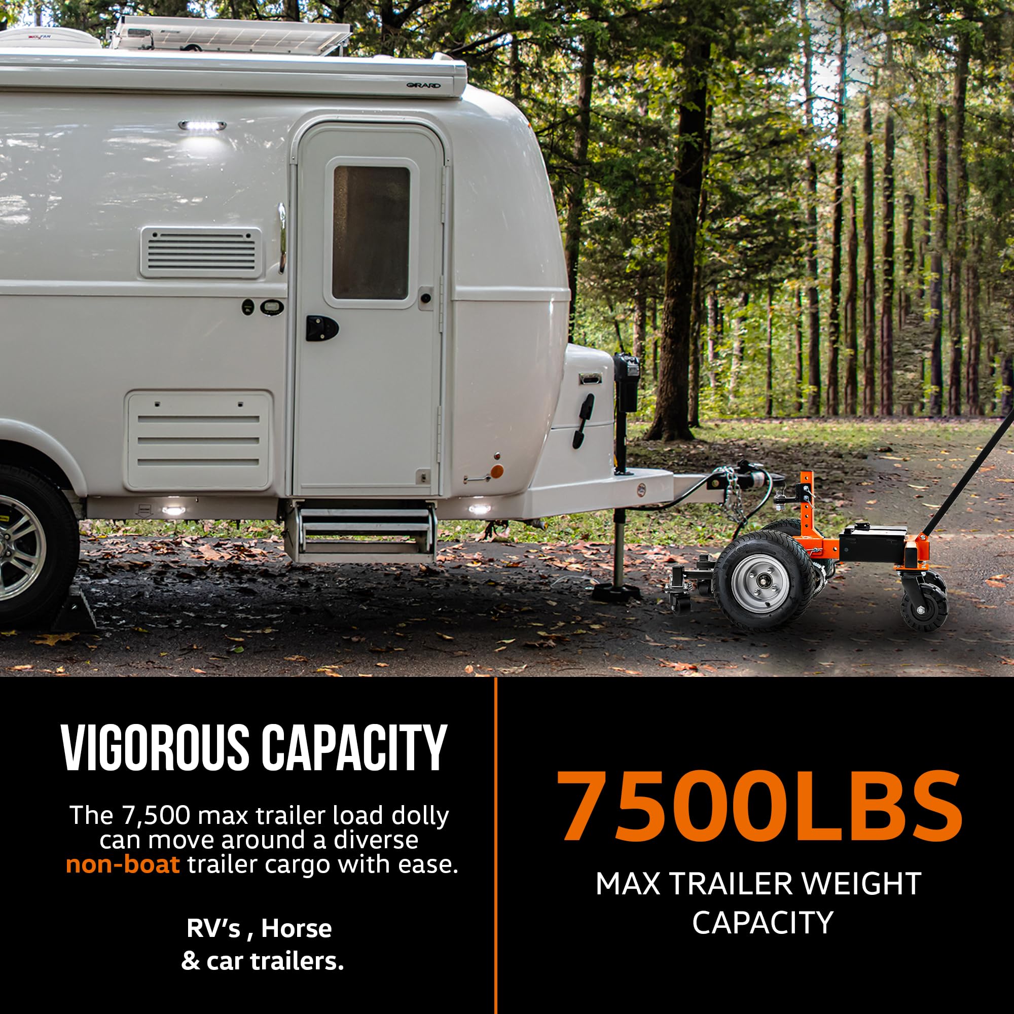 Superhandy Electric Trailer Dolly Super-Duty 7500Lbs Max Trailer Weight, 5500Lbs For Boats, 1100Lbs Tongue Weight, All-Terrain Wheels Ideal For Rvs, Toy Haulers, Car Trailers, And Campers