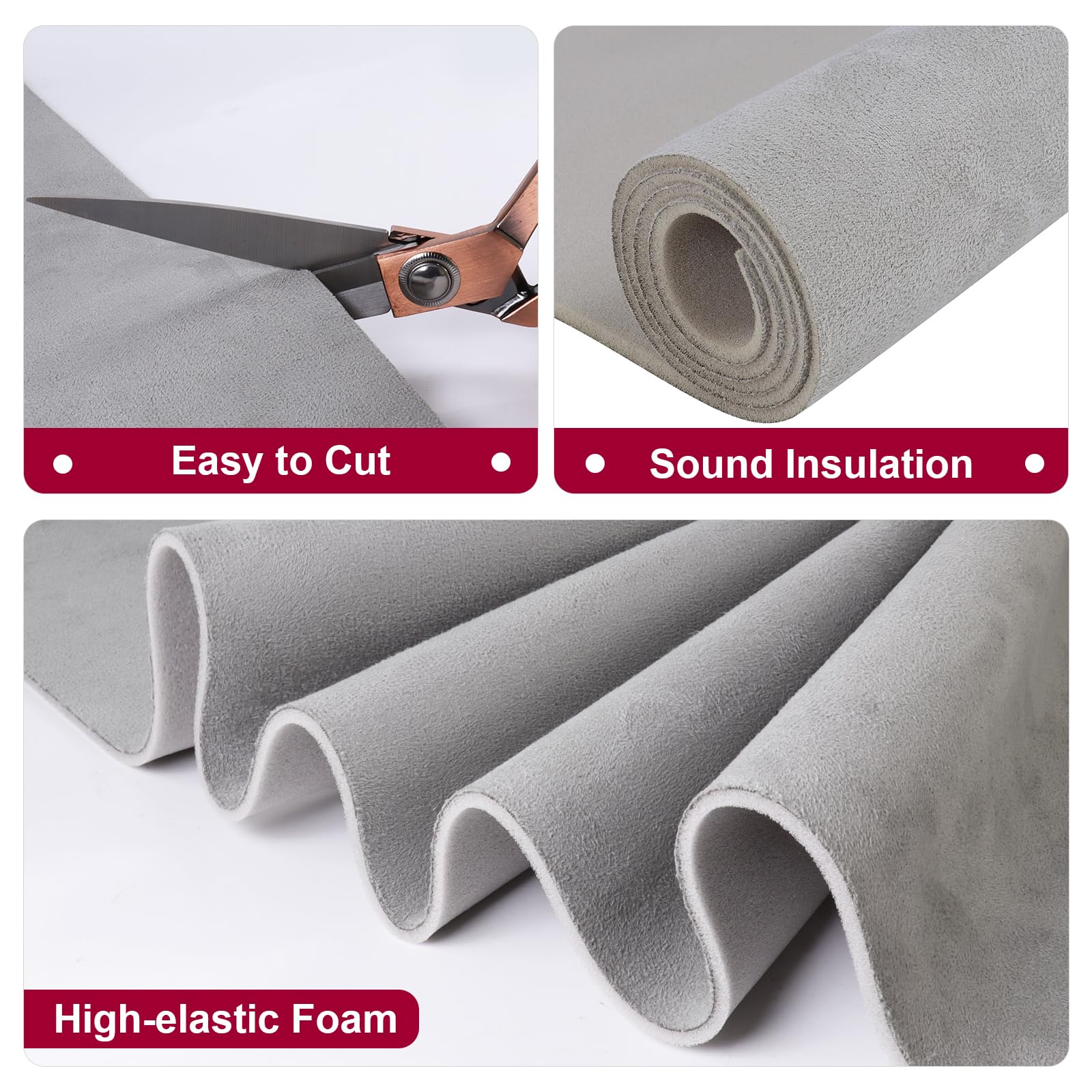 Car Elements Suede Headliner Fabric With Foam Backing 60'' W  36'' L Auto Suede Headliner Material Car Roof Upholstery Fabric Fo