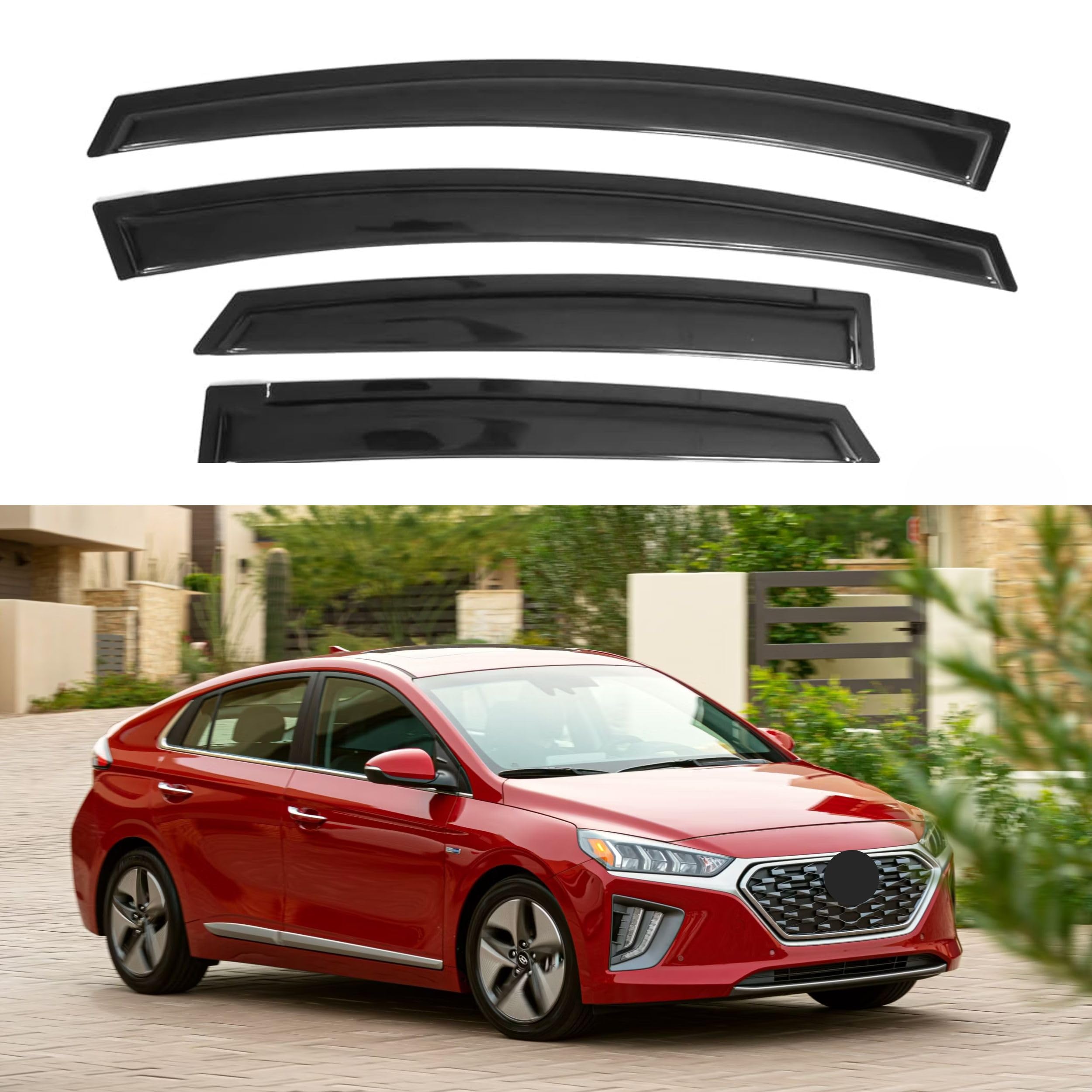 Ig Window Visor For Hyundai Ioniq Hybrid 2017-2022, Rain Guard Tape-On Extra Durable Sun Wind Side Vent Window Deflector, 2017 2