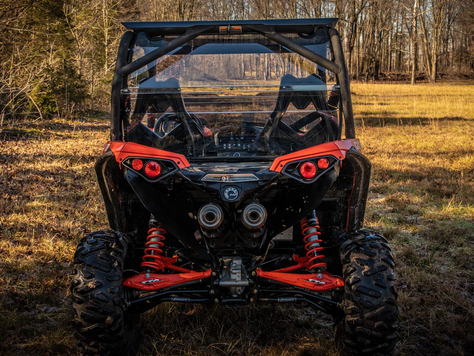 SuperATV Rear Windshield for 2013-2018 Can Am Maverick | Made of 1/4 Clear Standard Polycarbonate   250x Stronger Than Glass and