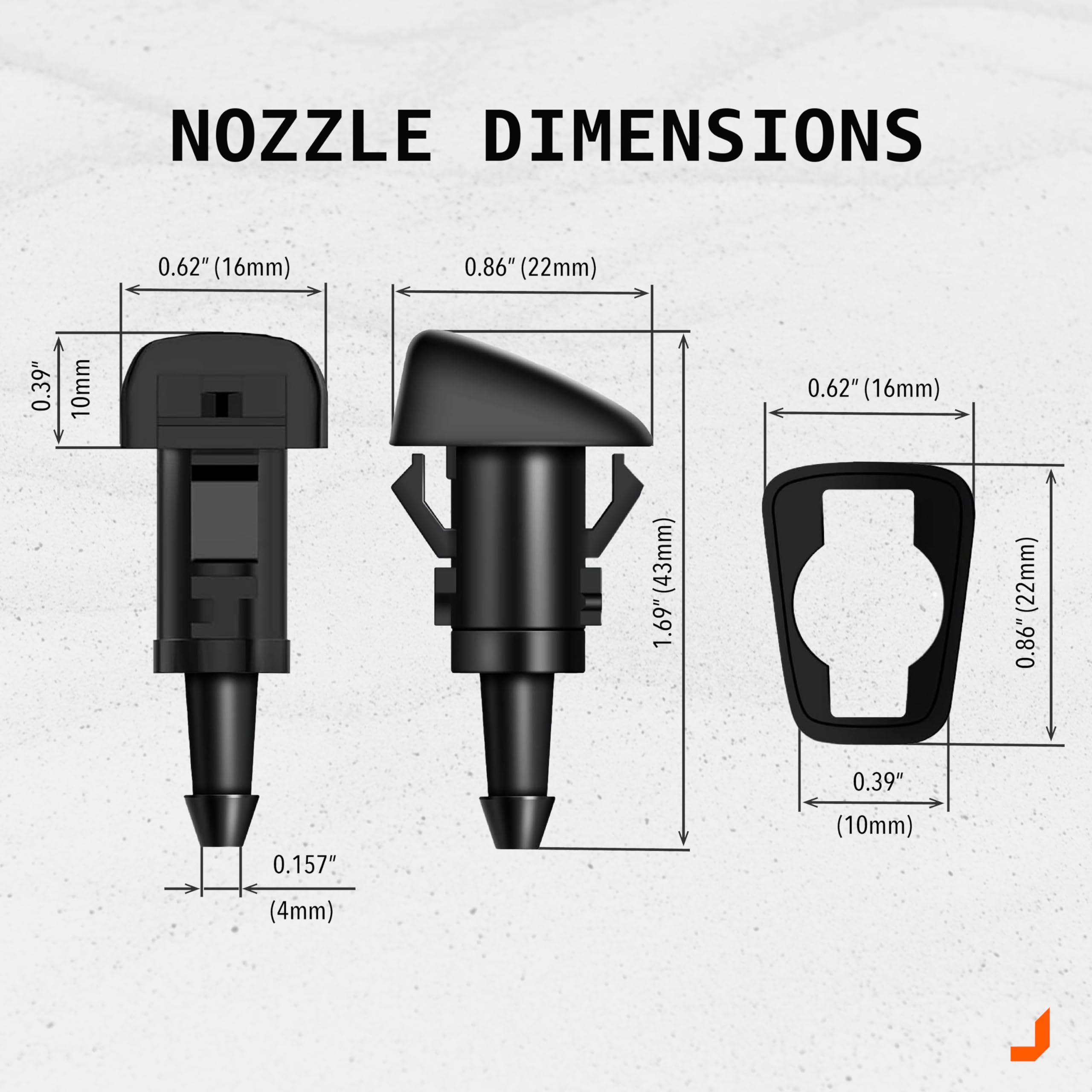 Windshield Washer Nozzles replacement for 05-10 Jeep Grand Cherokee, 08-15 Patriot, 07-10 Compass Caliber, 07-16 RAM 1500 2500 3