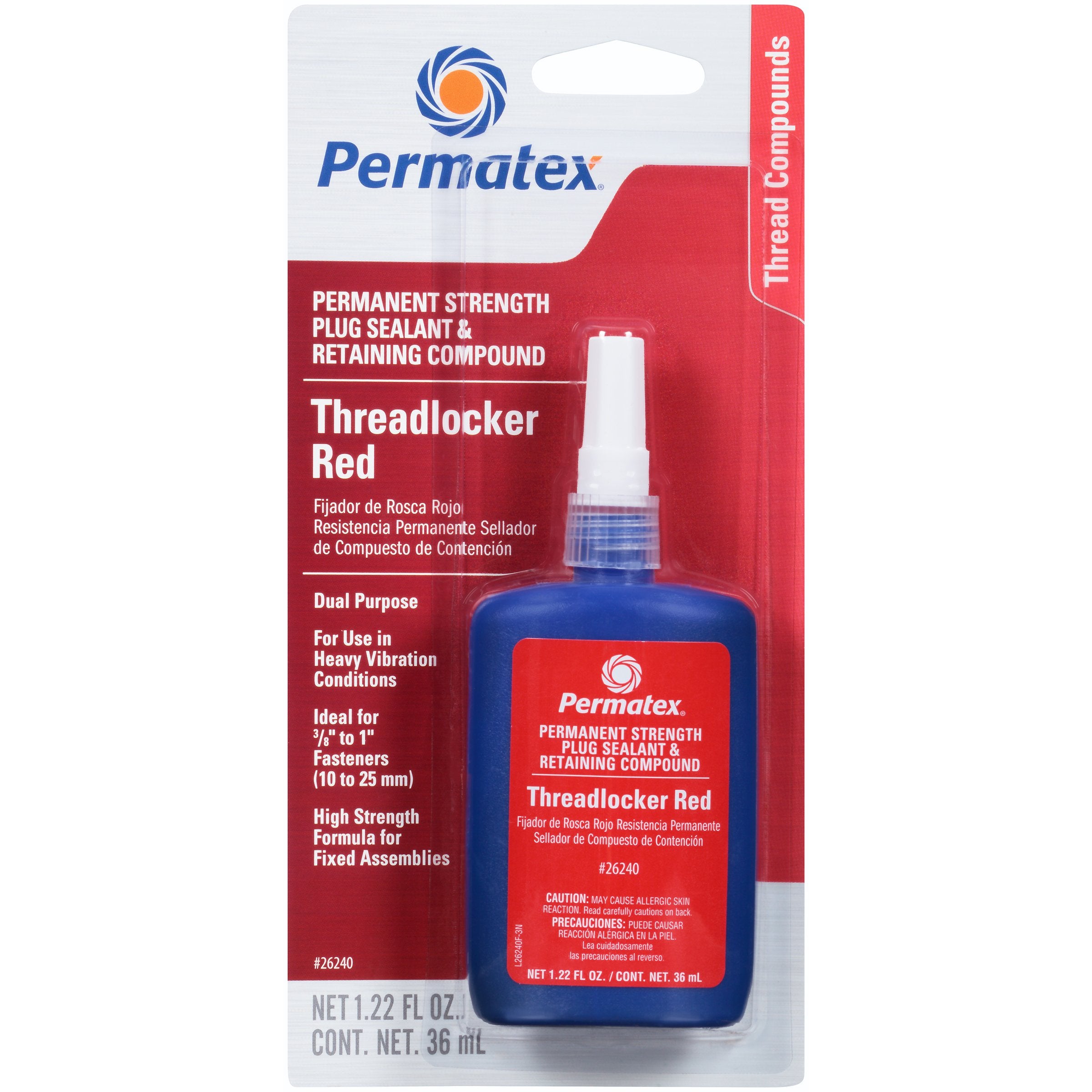 Permatex 26240-6Pk Red Permanent Strength Threadlocker - 36 Ml Bottle, (Pack Of 6)