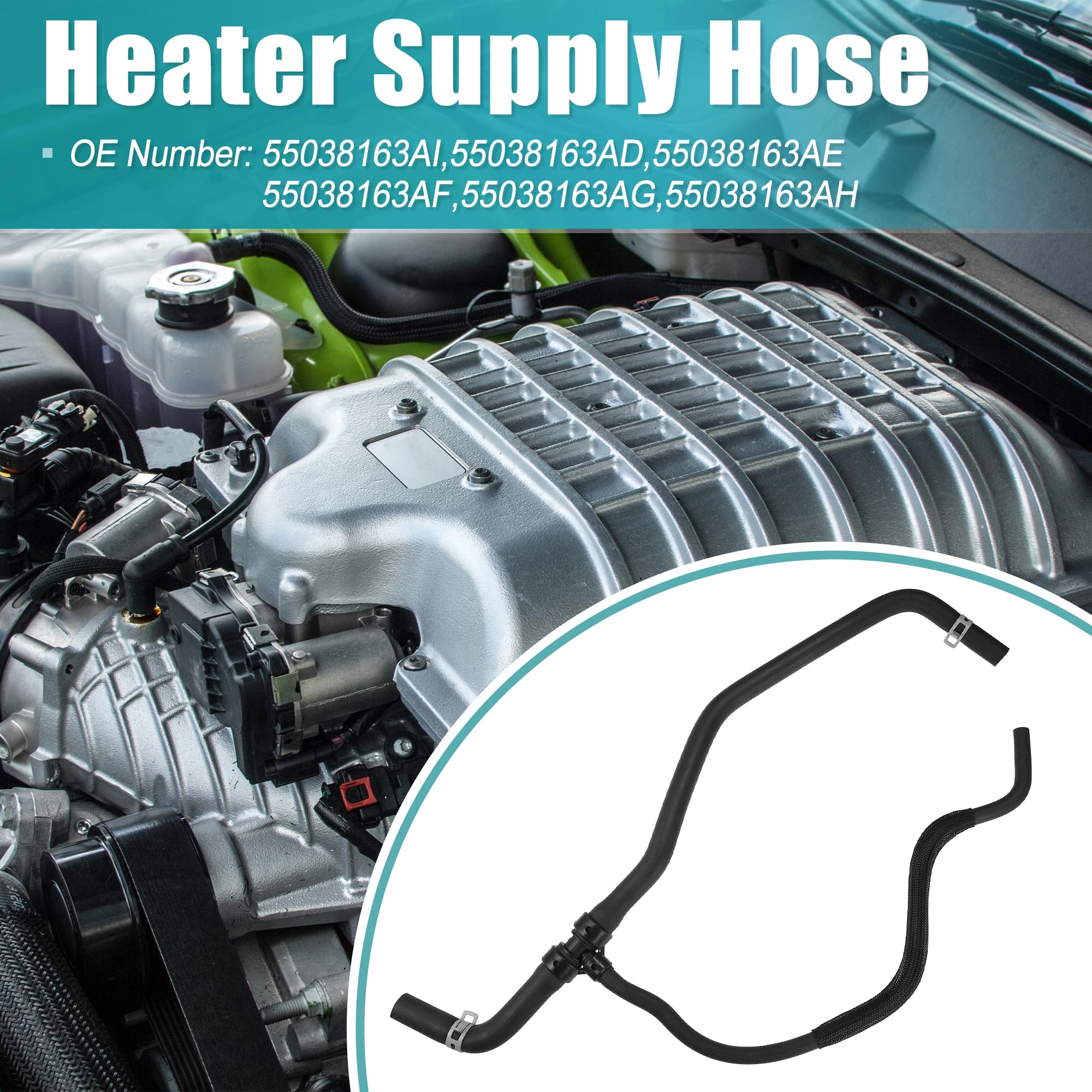 X AUTOHAUX Heater Hose for Chrysler 300, Dodge Challenger & Charger, Rubber, 0.75" Black, Replaces No. 55038163AI/55038163AE