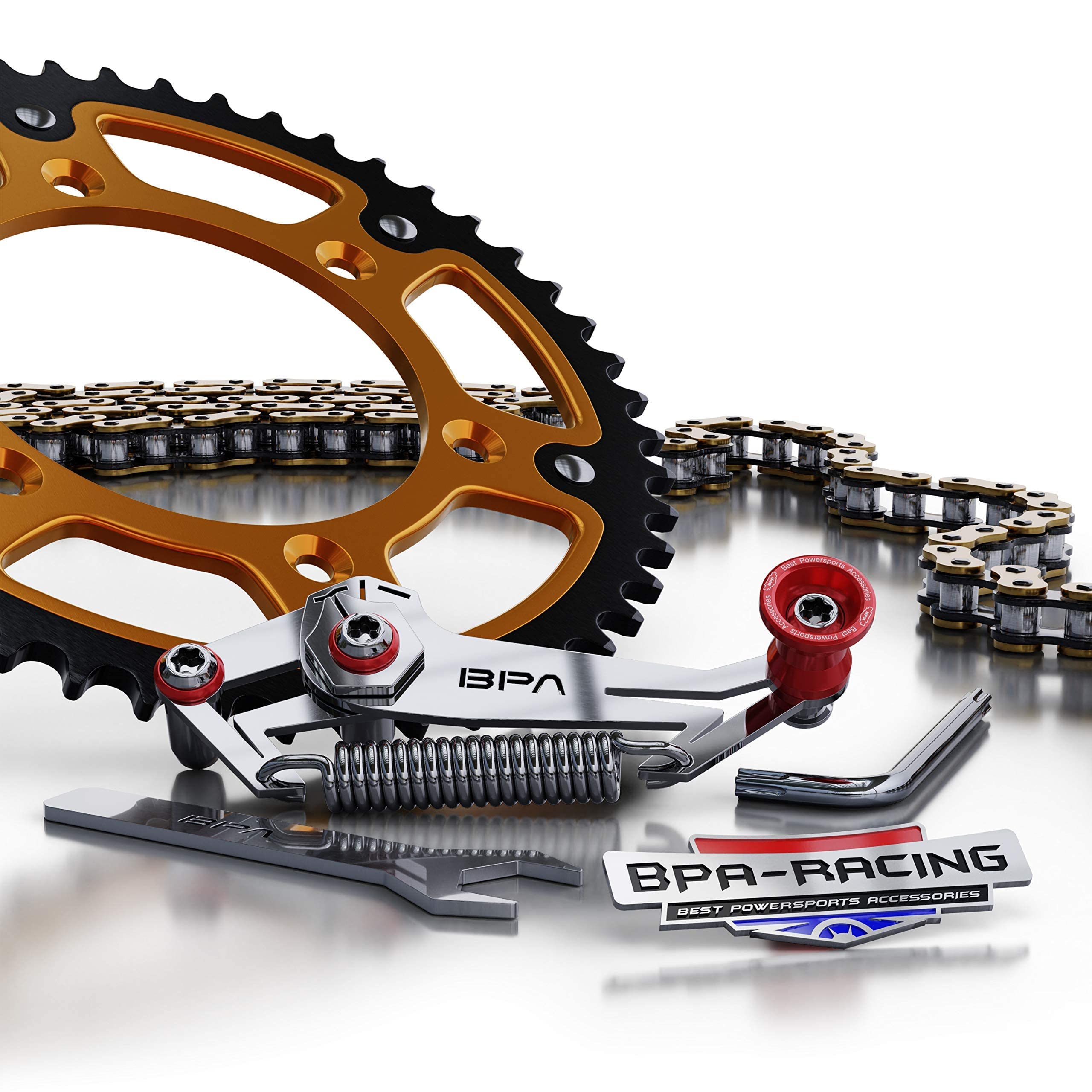BPA-RACING Motorcycle Chain Slack Adjuster Tool - Stainless Steel, Red, Model BPA_SLACK for Quick & Precise Chain Tensioning