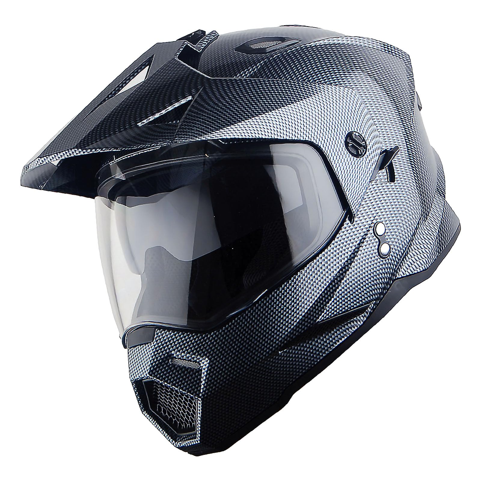 1Storm Dual Sport Motorcycle Helmet - Off Road Full Face, XX-Large, Dual Fiber Black, Model HF802, Plastic Material