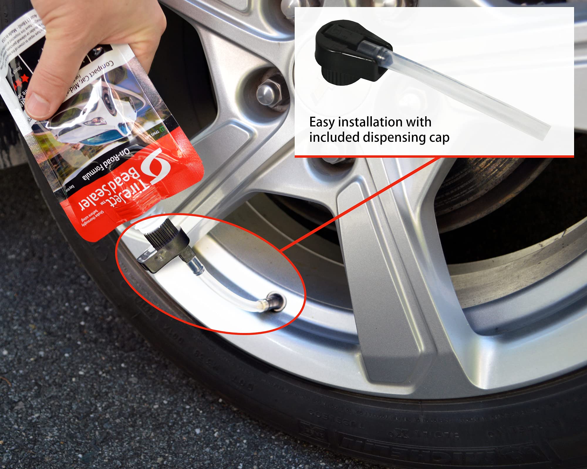 Tireject Automotive Sedan/Crossover/Truck 2-In-1 Tire Sealant & Bead Sealer Kit For Tire Repair Of Leaks And Punctures