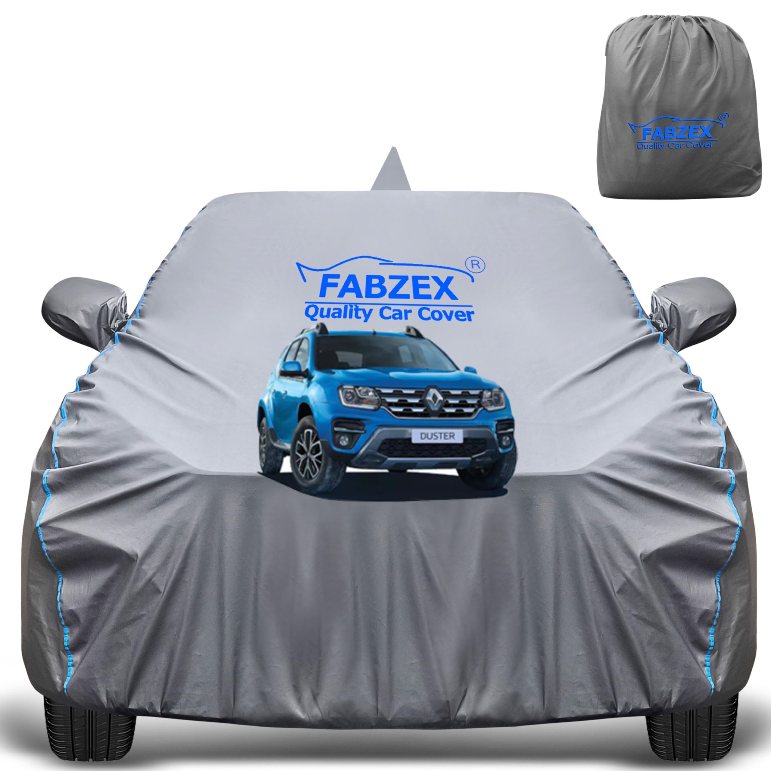 FABZEX Waterproof Car Body Cover Compatible for Renault Duster (All Models) with Mirror and Antenna Pocket,Triple Stitched,Botto