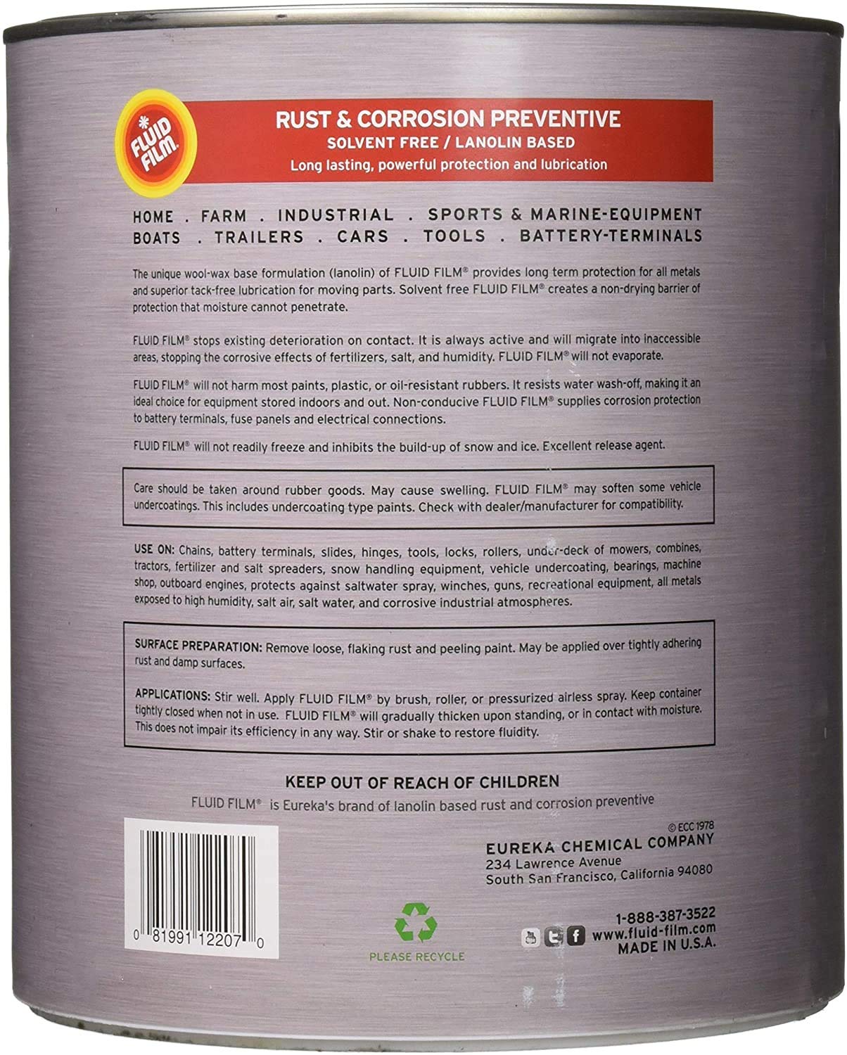 Fluid Film Rust Inhibitor - 1 Gallon Anti-Corrosion Coating for Underbody Protection, Metal, Model FLUID FILM - CNAS