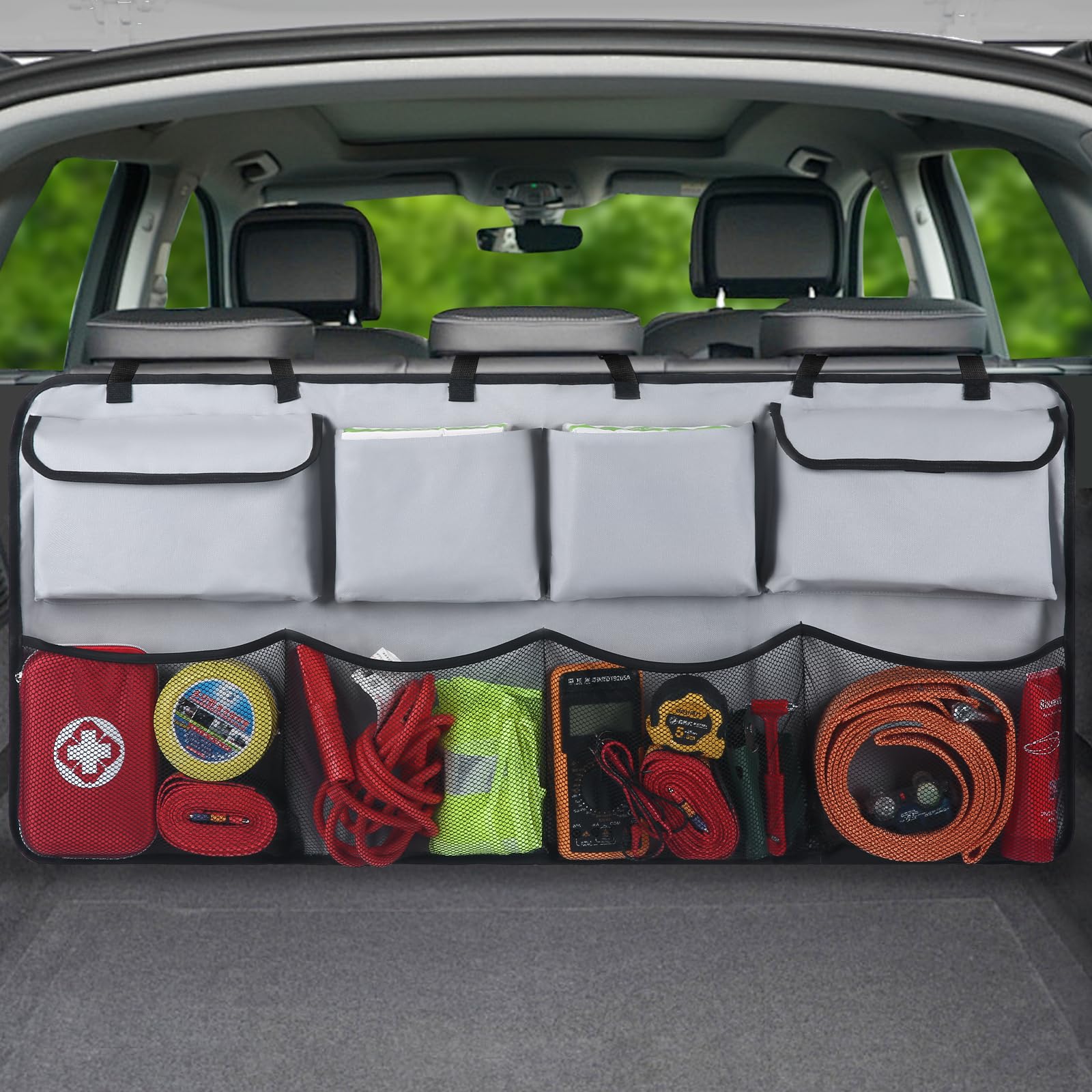 Car Trunk Organizer & Backseat Hanging Organizer With 8 Large Storage Bags - Super Capacity With 30% Extra Storage Space For Suv