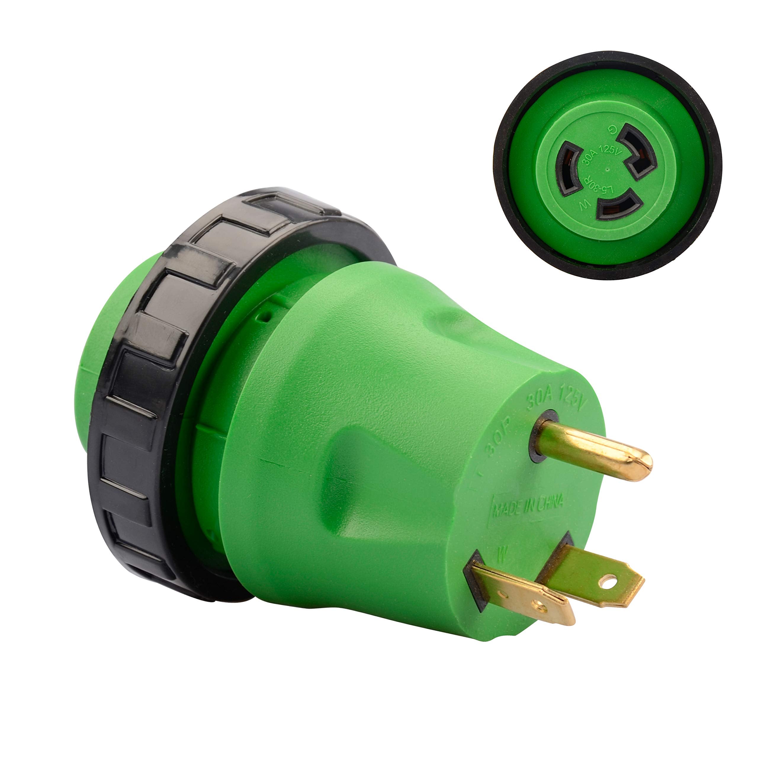 Rvguard 30 Amp To 30 Amp Rv Adapter With Locking Connector, Tt-30P Male To L5-30R Female Plug
